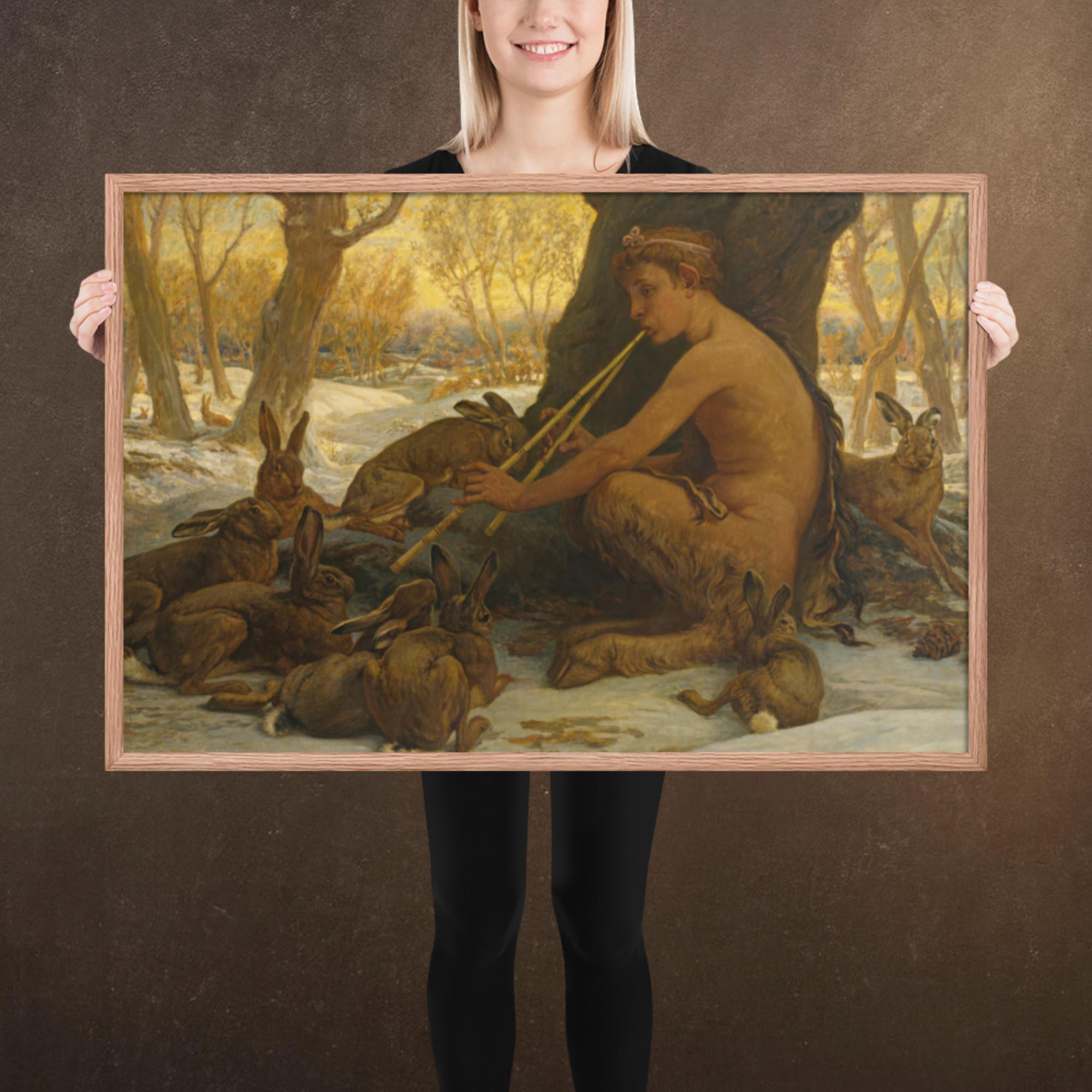 Young Marsyas Playing to the Hares, by Melihu Vedder, Framed Museum-Quality Poster Print, Available in Two Sizes