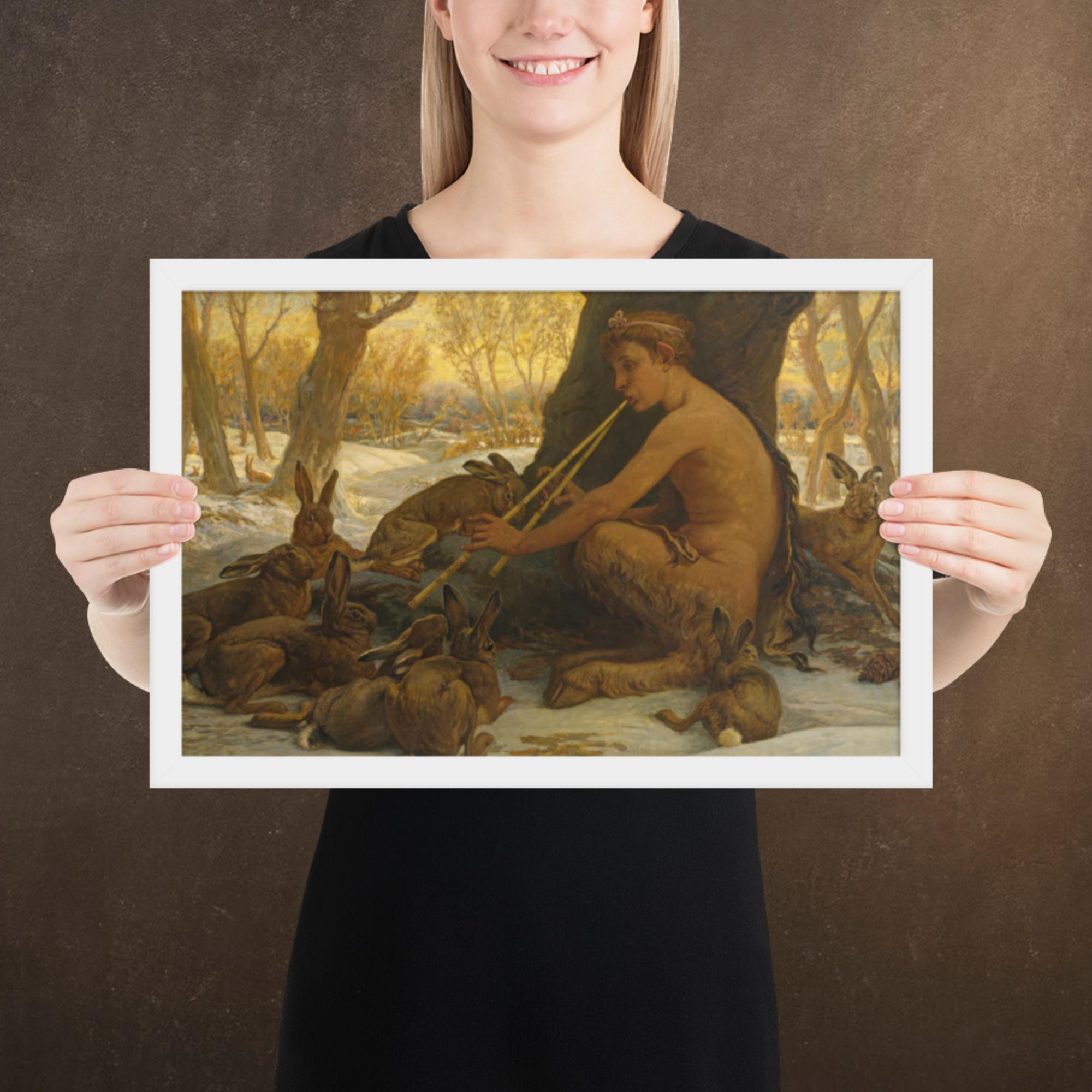 Young Marsyas Playing to the Hares, by Melihu Vedder, Framed Museum-Quality Poster Print, Available in Two Sizes