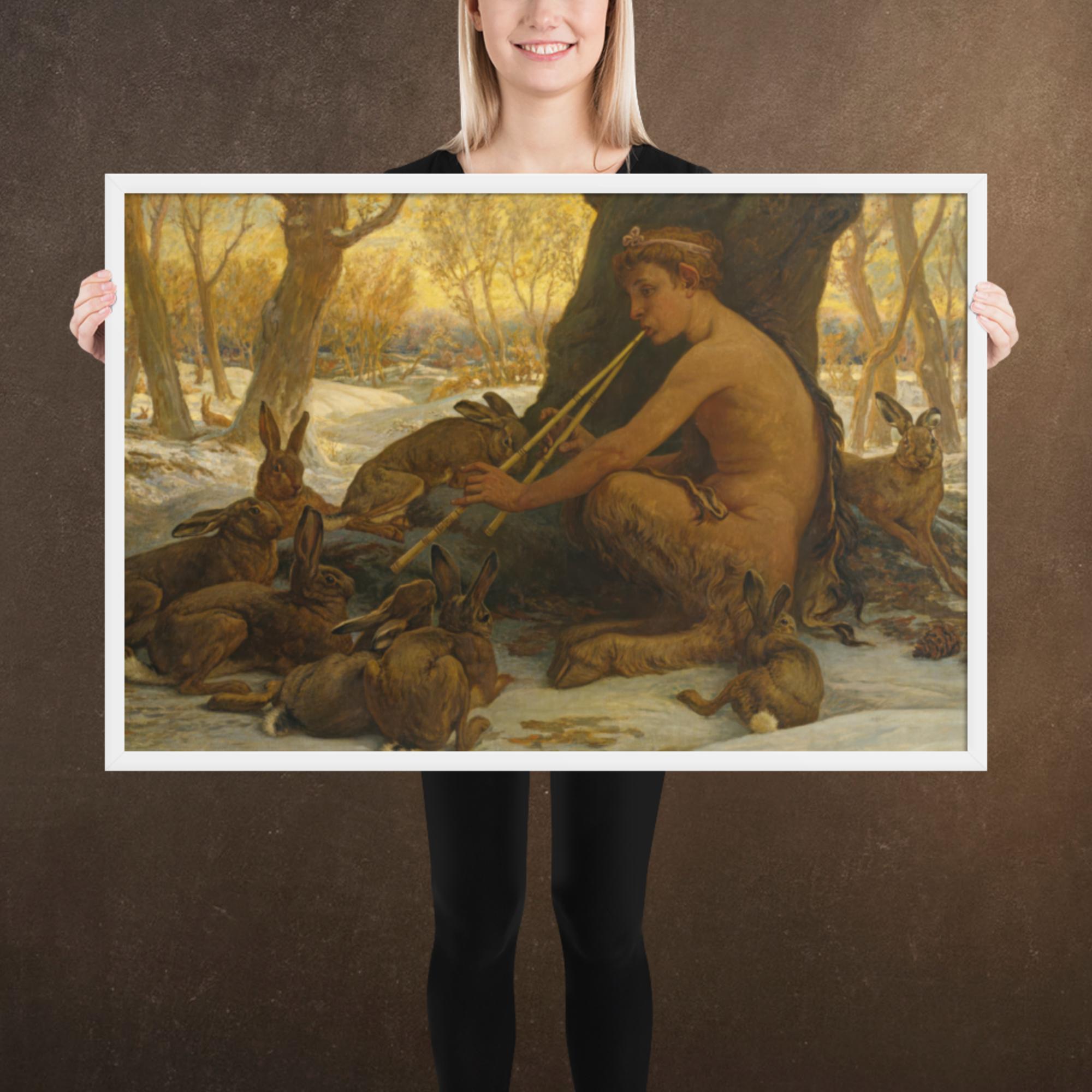 Young Marsyas Playing to the Hares, by Melihu Vedder, Framed Museum-Quality Poster Print, Available in Two Sizes