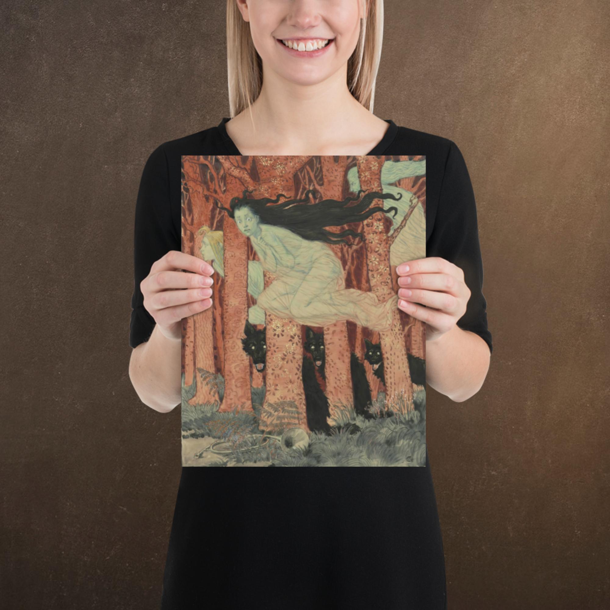 Three Witches and Three Wolves by Eugène Grasset, Premium Museum Quality Poster, Available in Multiple Sizes