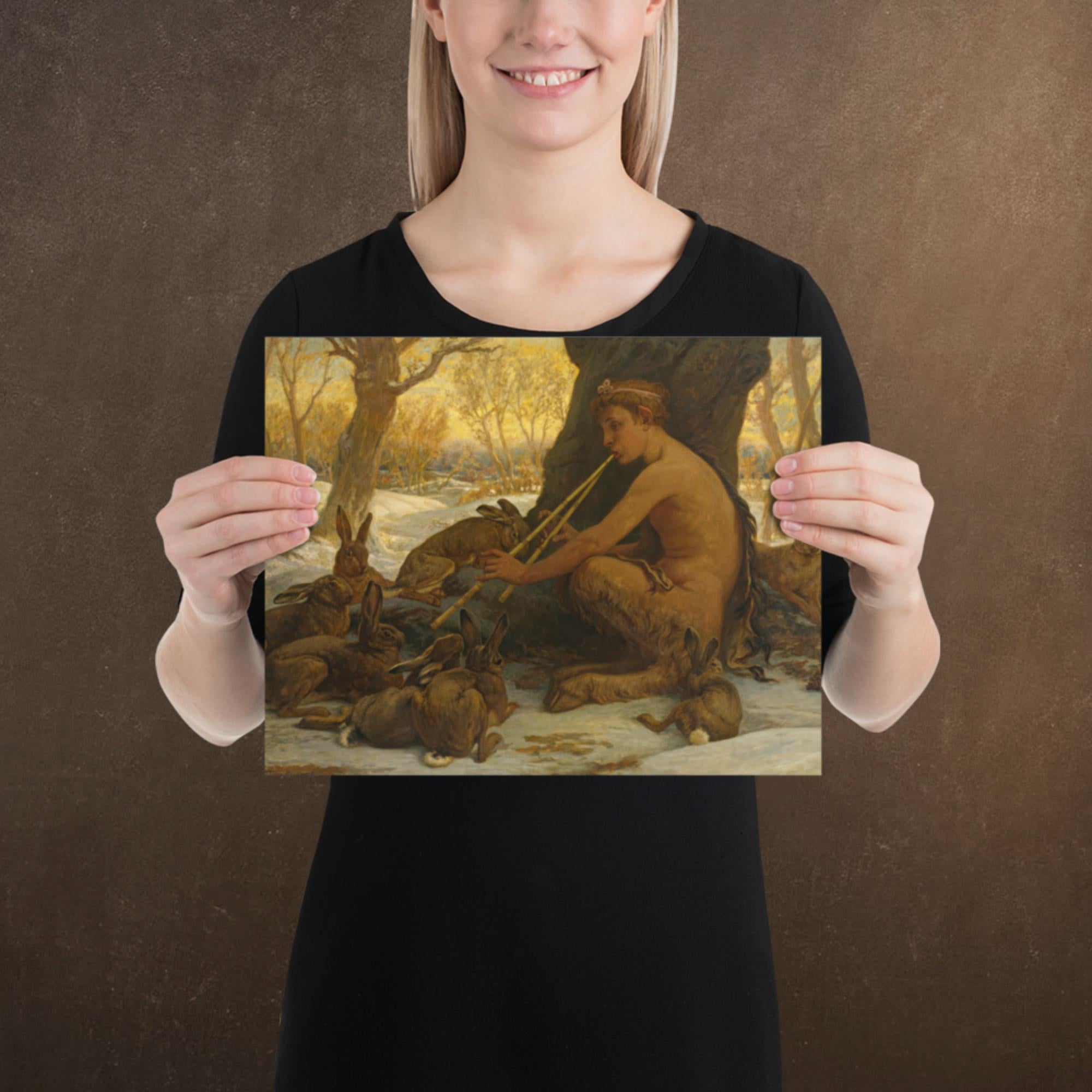 Young Marsyas Playing to the Hares, by Melihu Vedder, Museum-quality Poster Print, Available in Multiple Sizes