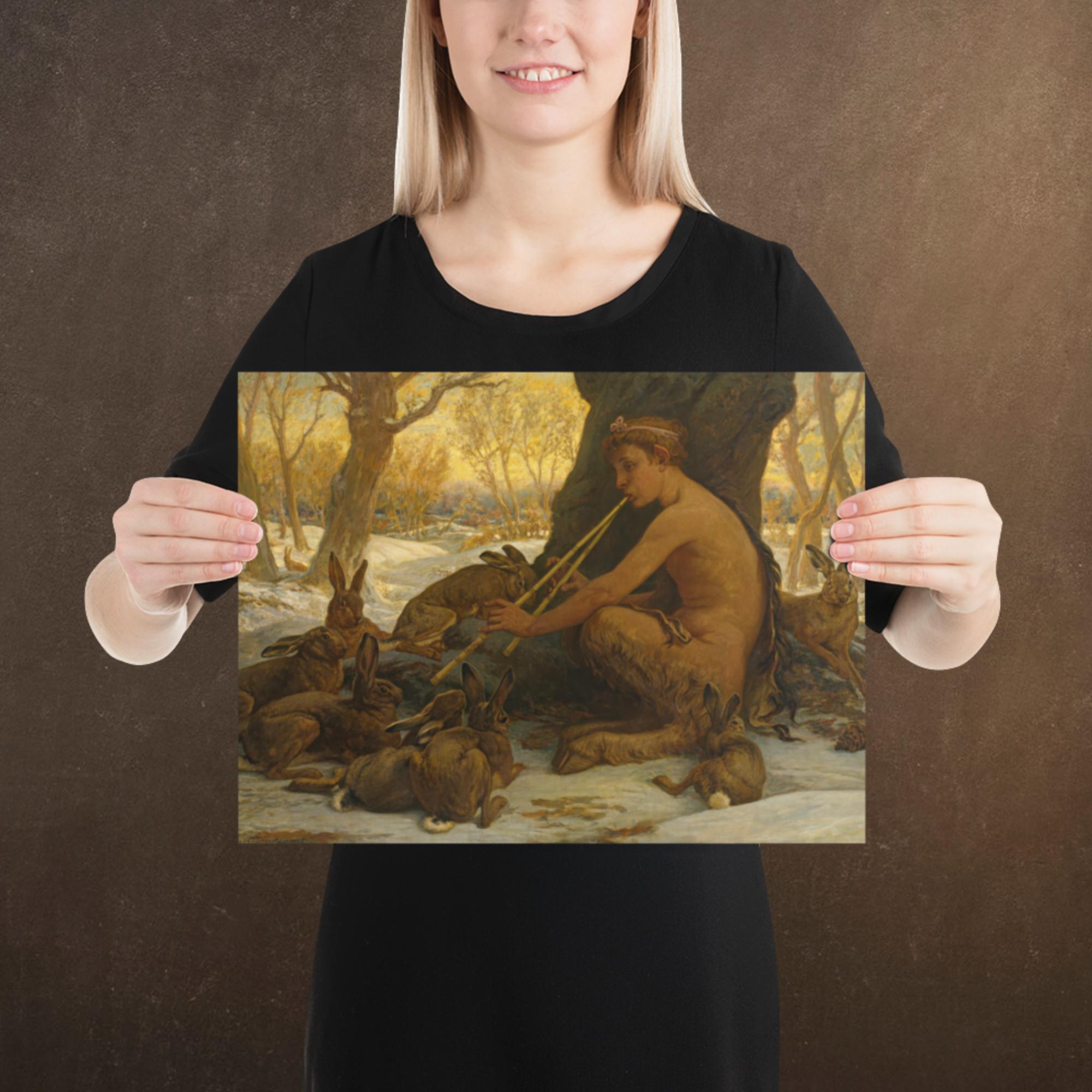 Young Marsyas Playing to the Hares, by Melihu Vedder, Museum-quality Poster Print, Available in Multiple Sizes