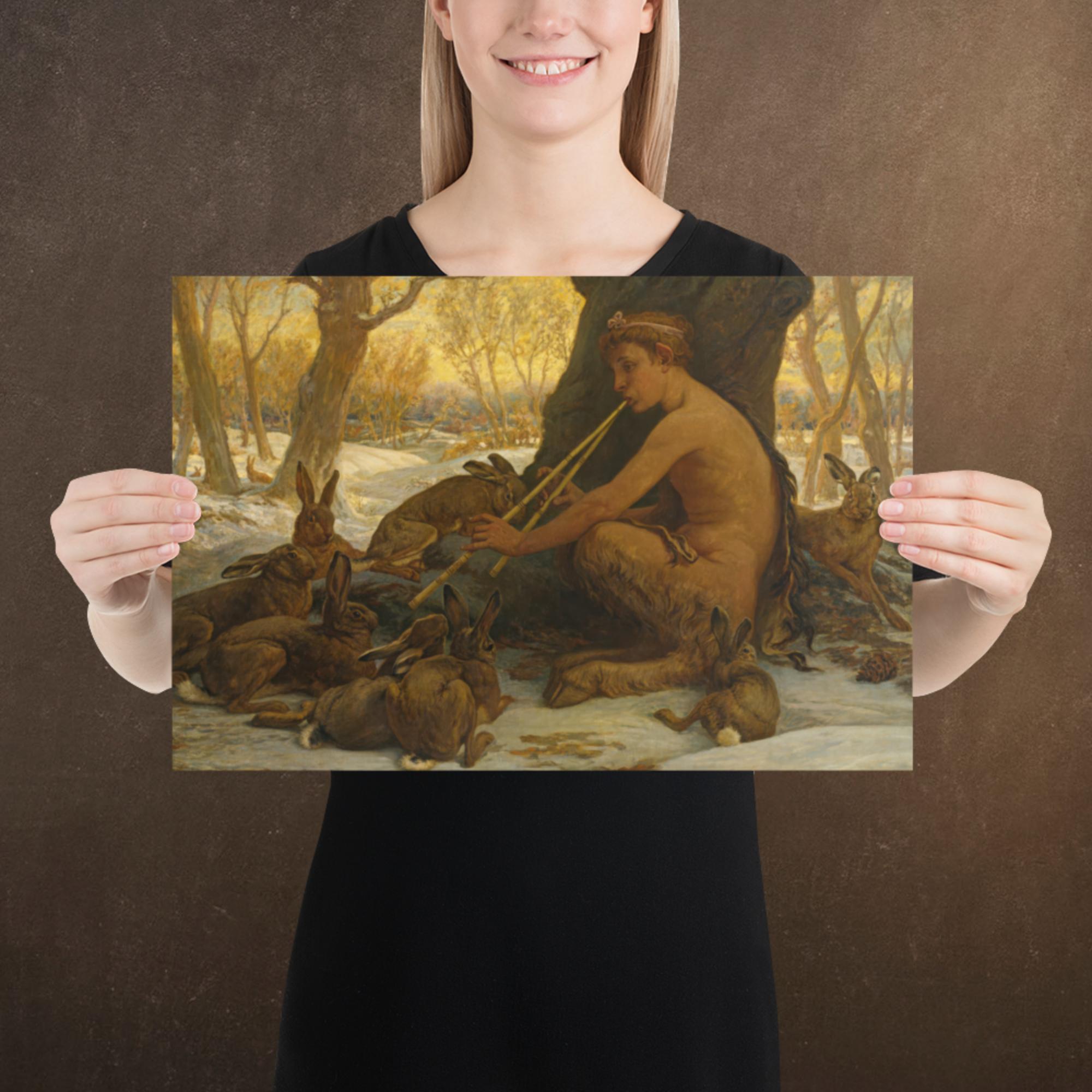 Young Marsyas Playing to the Hares, by Melihu Vedder, Museum-quality Poster Print, Available in Multiple Sizes