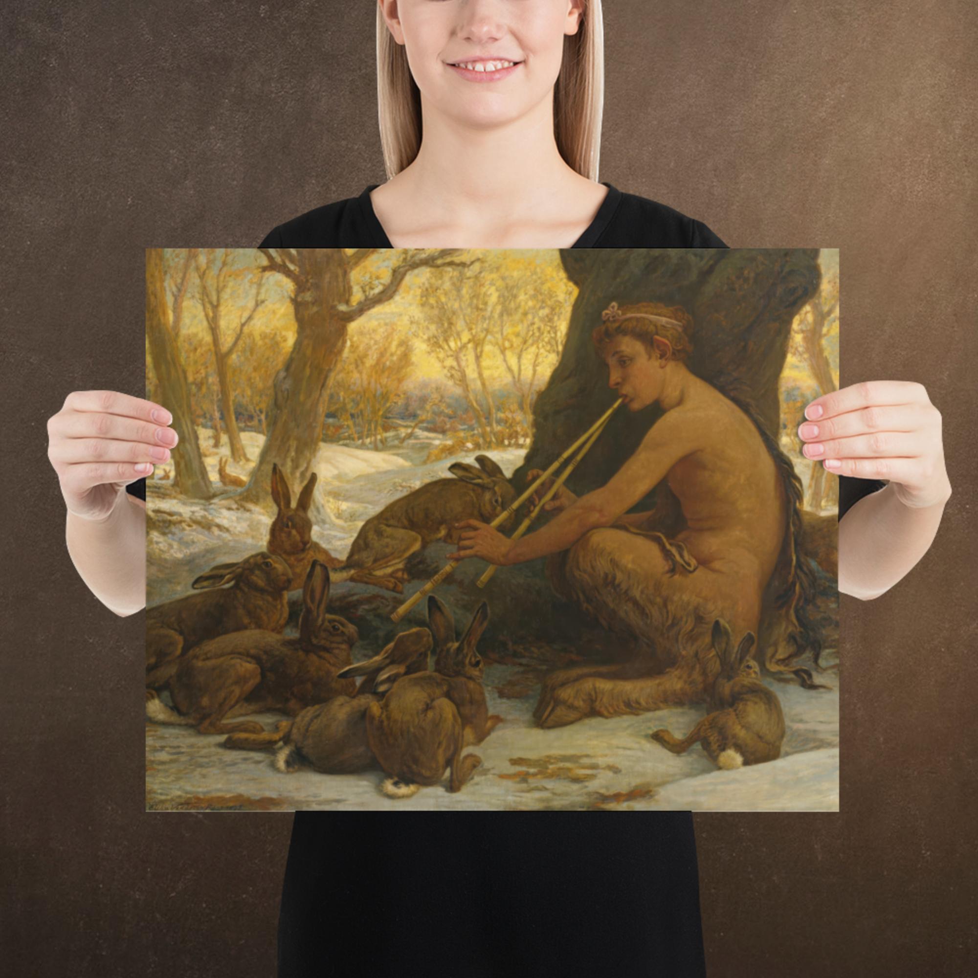 Young Marsyas Playing to the Hares, by Melihu Vedder, Museum-quality Poster Print, Available in Multiple Sizes