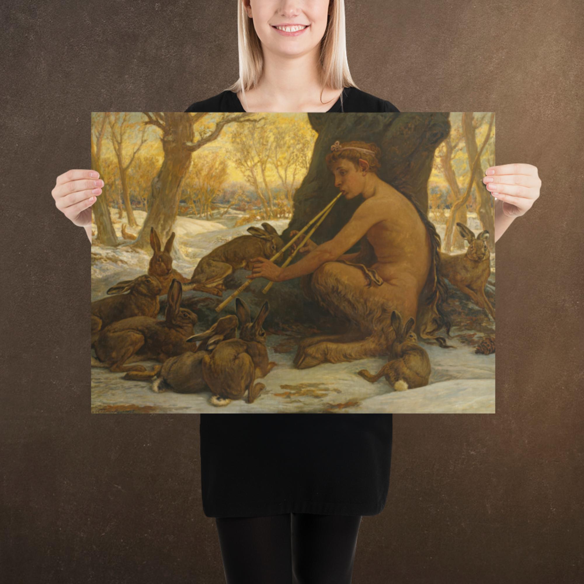 Young Marsyas Playing to the Hares, by Melihu Vedder, Museum-quality Poster Print, Available in Multiple Sizes