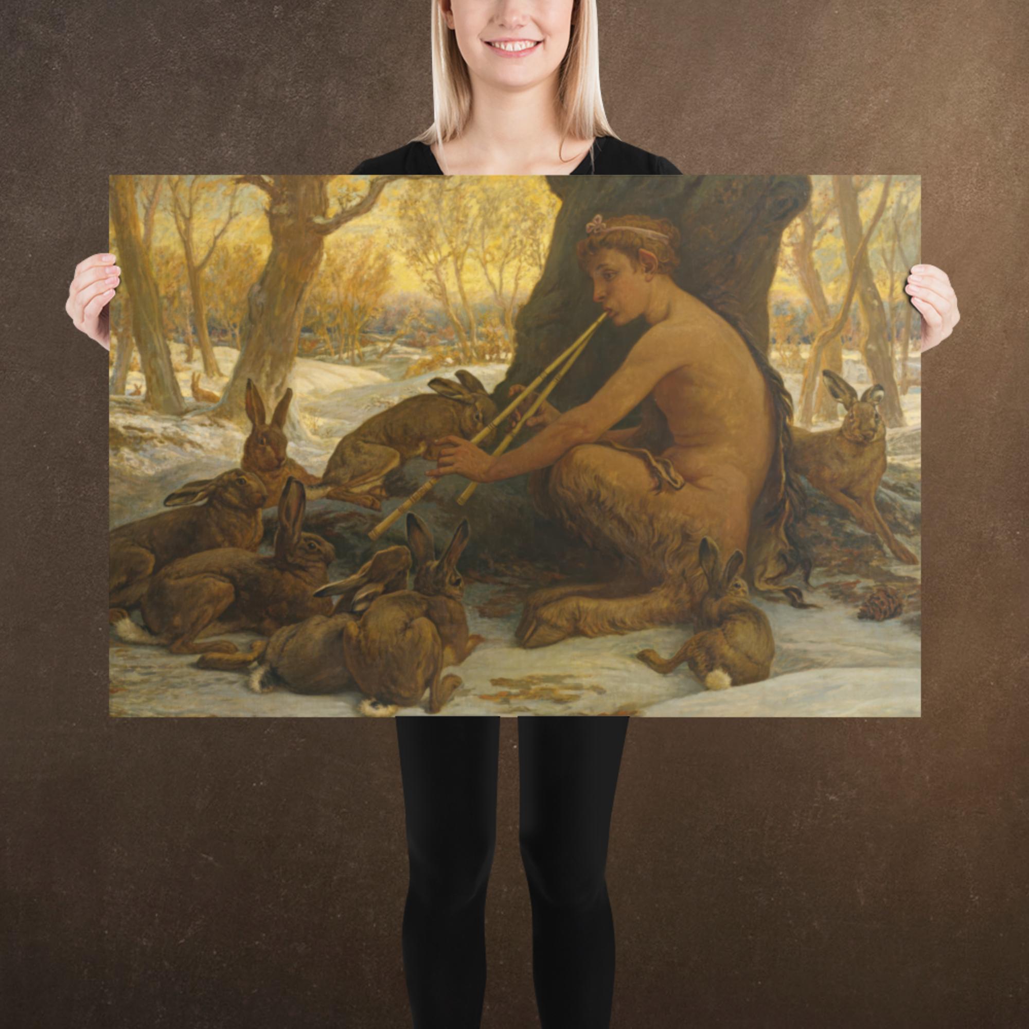 Young Marsyas Playing to the Hares, by Melihu Vedder, Museum-quality Poster Print, Available in Multiple Sizes