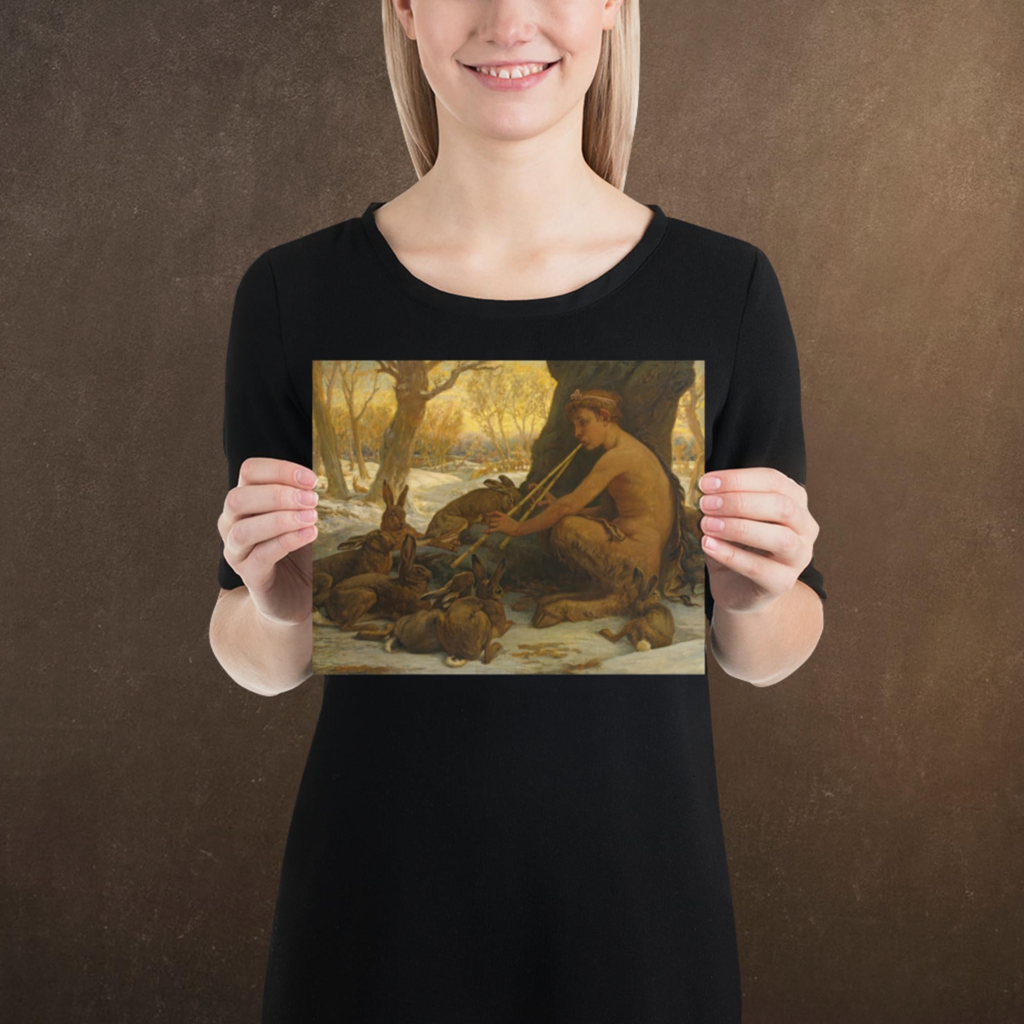 Young Marsyas Playing to the Hares, by Melihu Vedder, Museum-quality Poster Print, Available in Multiple Sizes