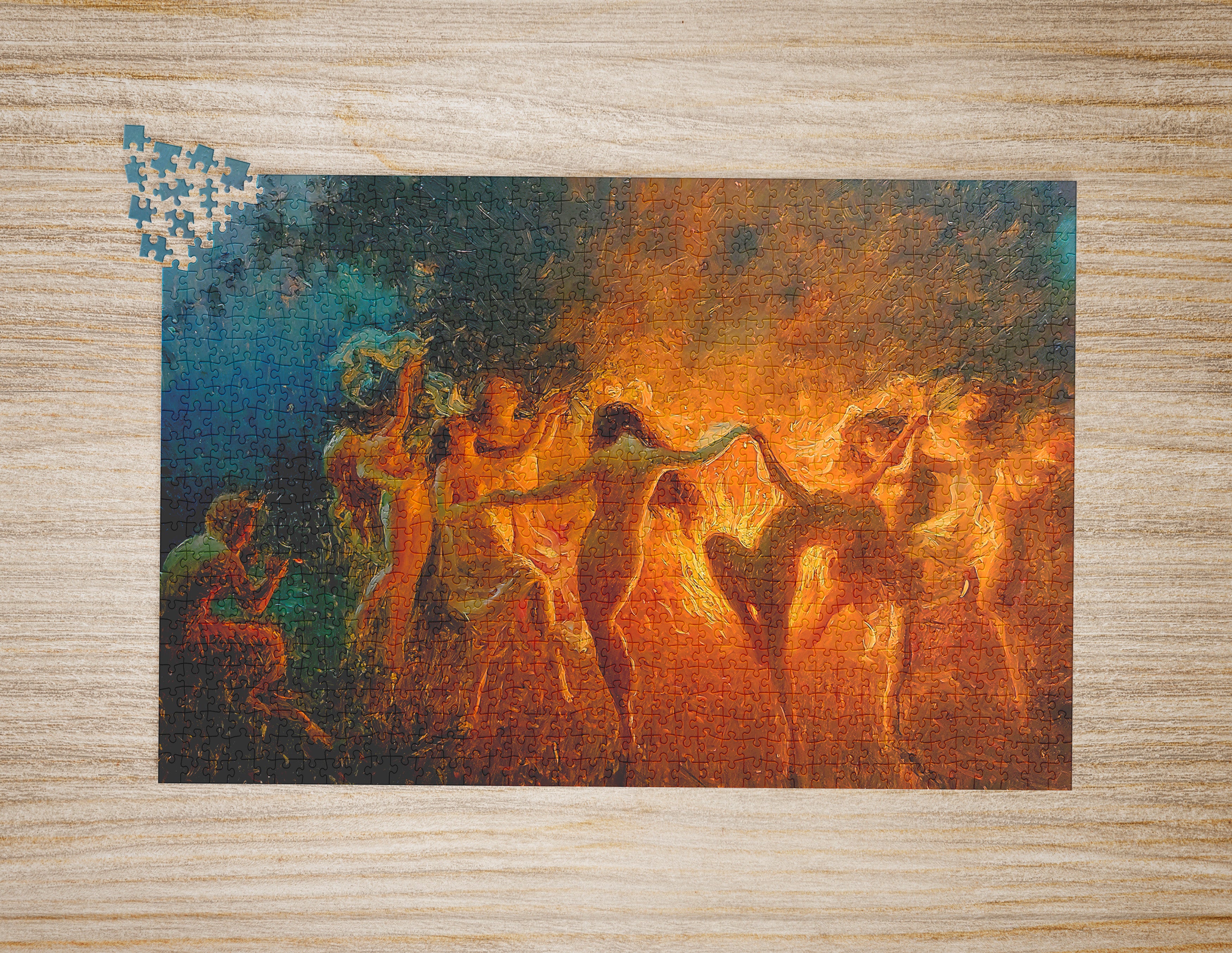 Nude Nymphs Dancing to Pan's Flute Around the Fire by Joseph Tomanek, 1,014 Piece Puzzle in Gift Box, 20in x 30in