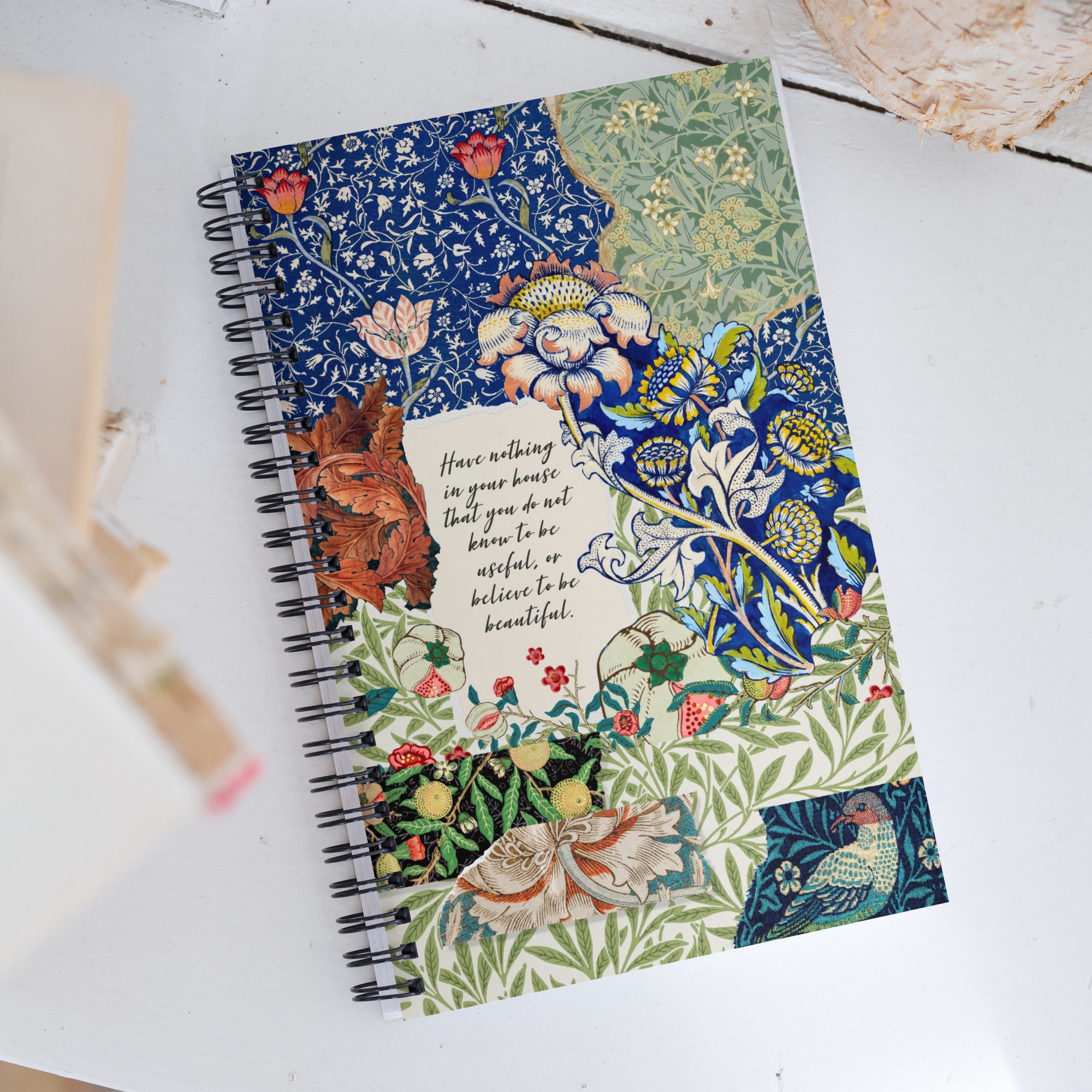 William Morris Scrapbook Spiral Notebook, Dot Journal, Perfect for Journaling on the Go