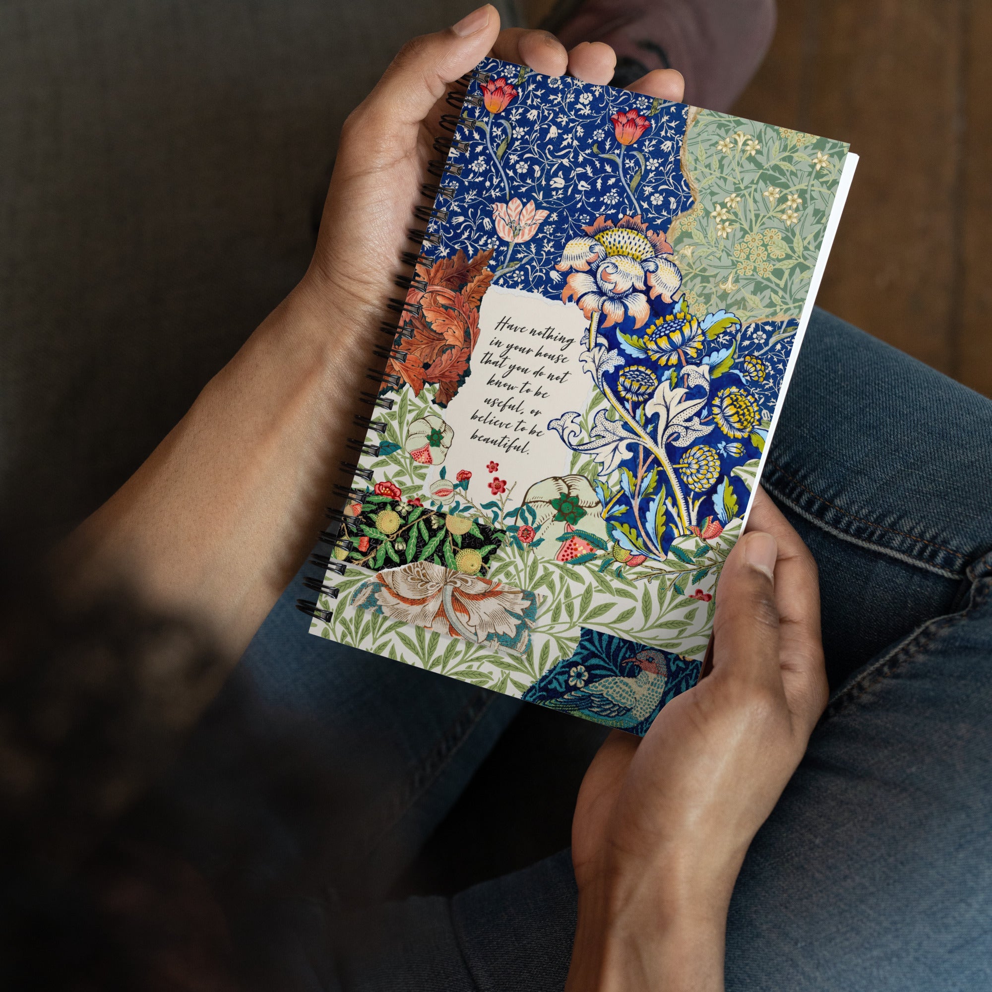 William Morris Scrapbook Spiral Notebook, Dot Journal, Perfect for Journaling on the Go