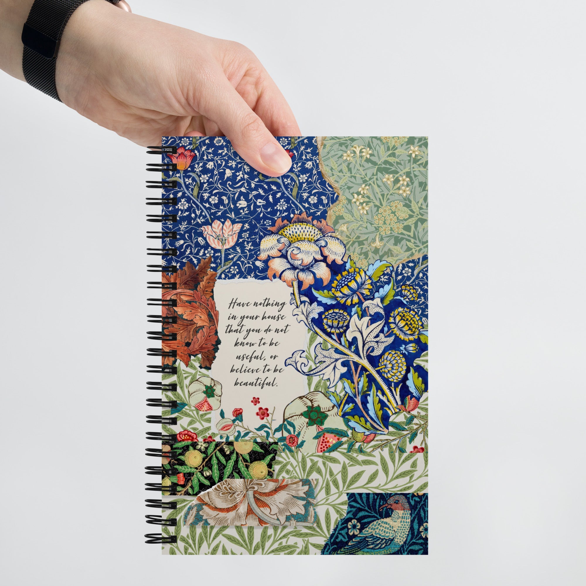 William Morris Scrapbook Spiral Notebook, Dot Journal, Perfect for Journaling on the Go