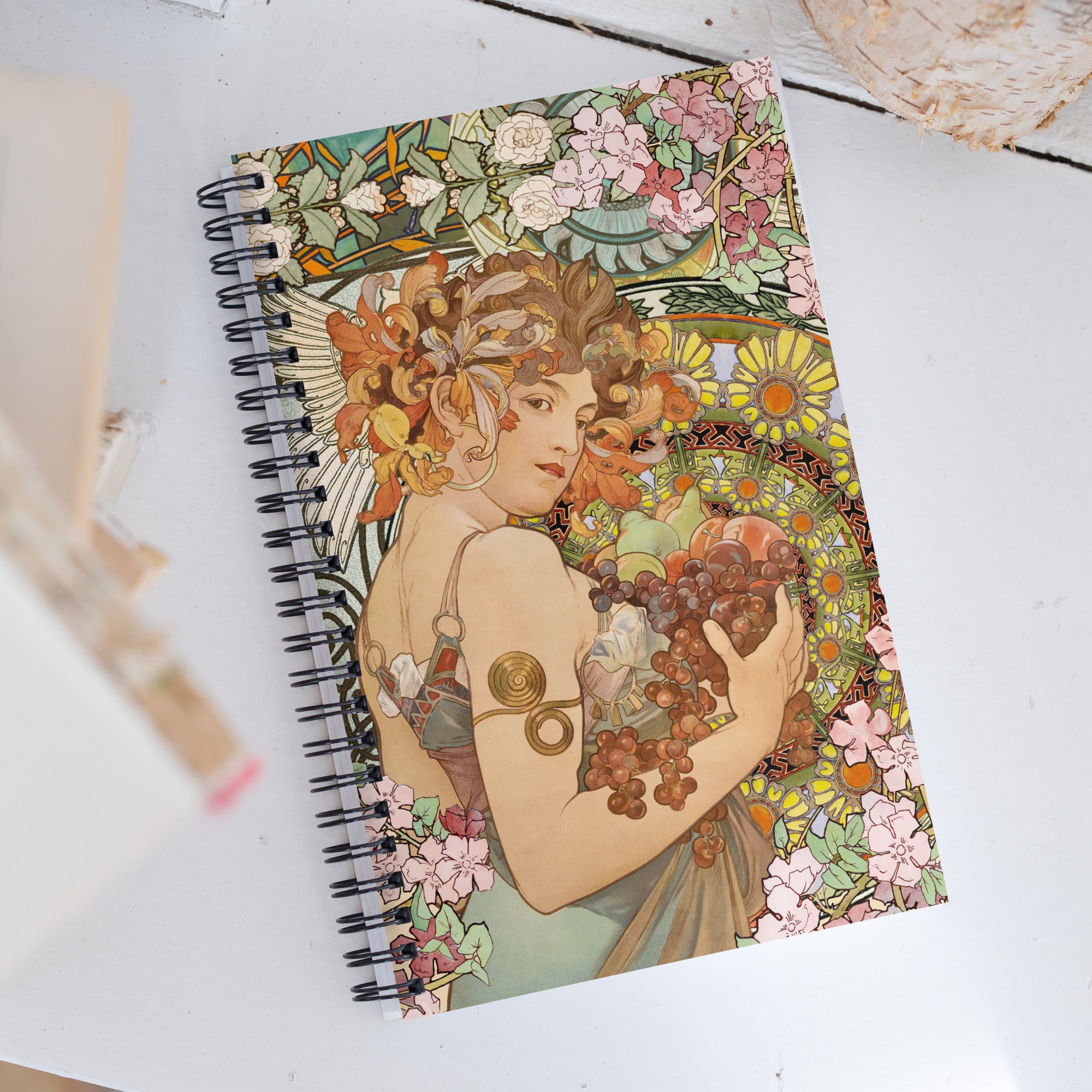 Mucha's Muse Spiral Notebook, Dot Journal, Perfect for Journaling on the Go