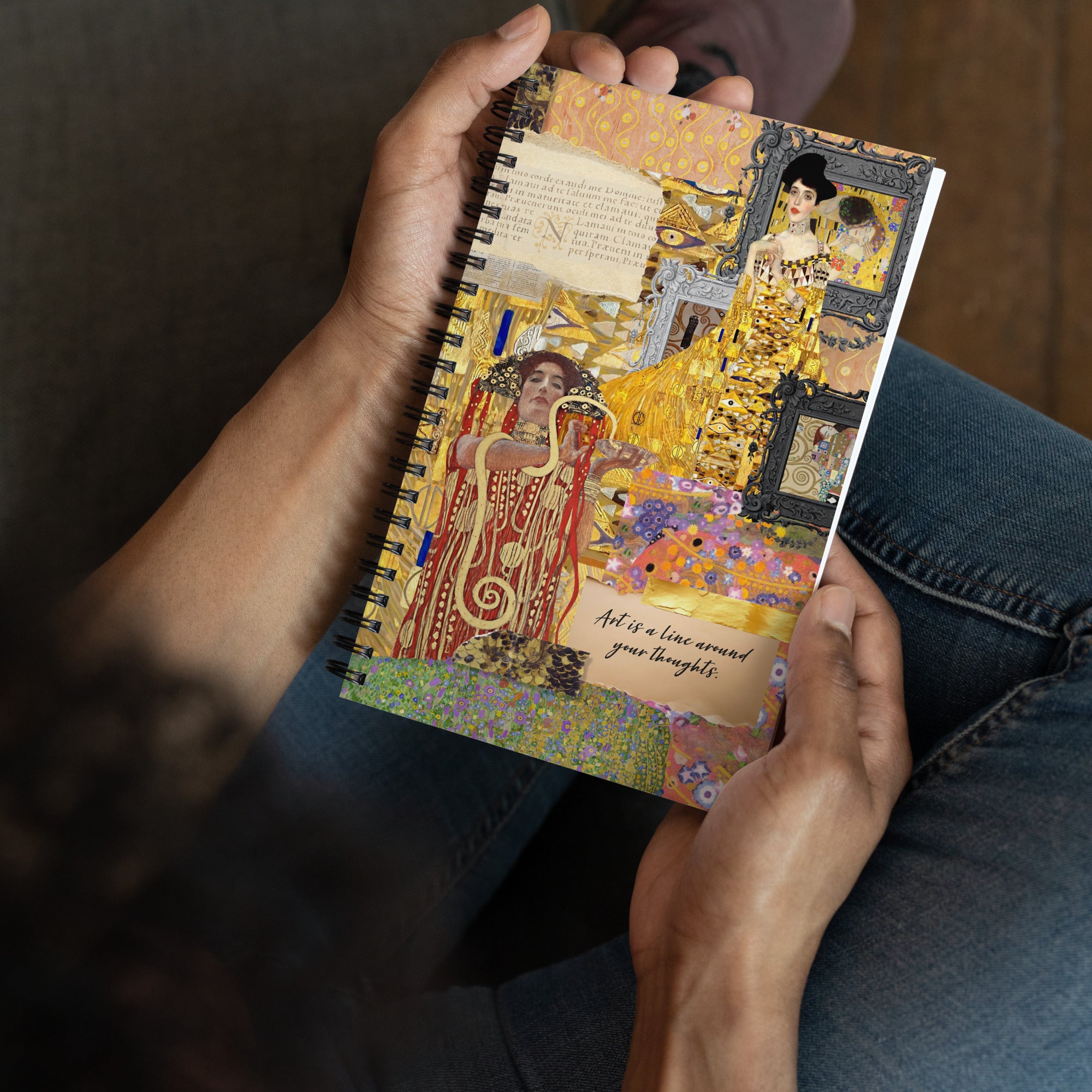 Gustav Klimt Golden Splendor Spiral Notebook, Dot Journal, Perfect for Journaling on the Go