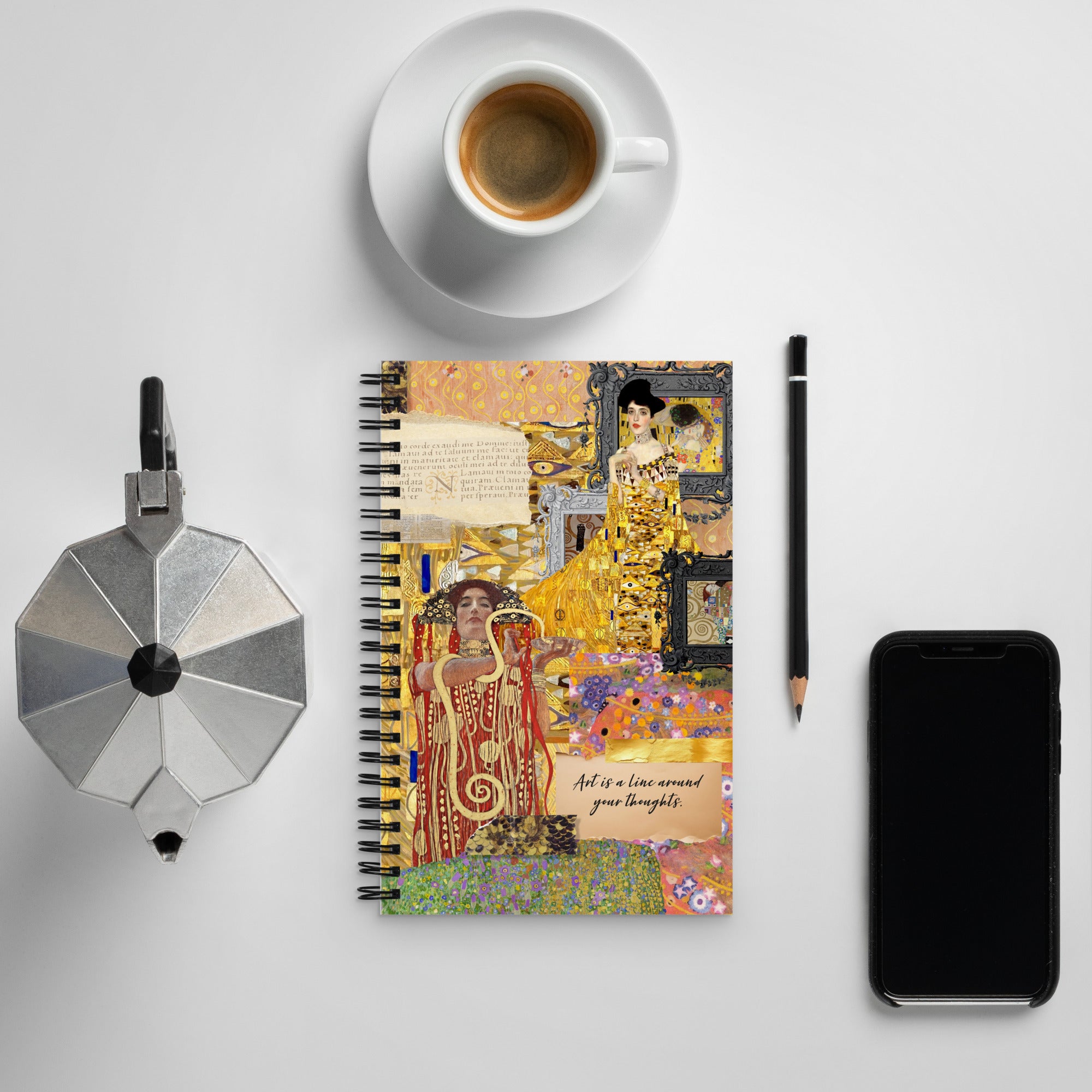 Gustav Klimt Golden Splendor Spiral Notebook, Dot Journal, Perfect for Journaling on the Go