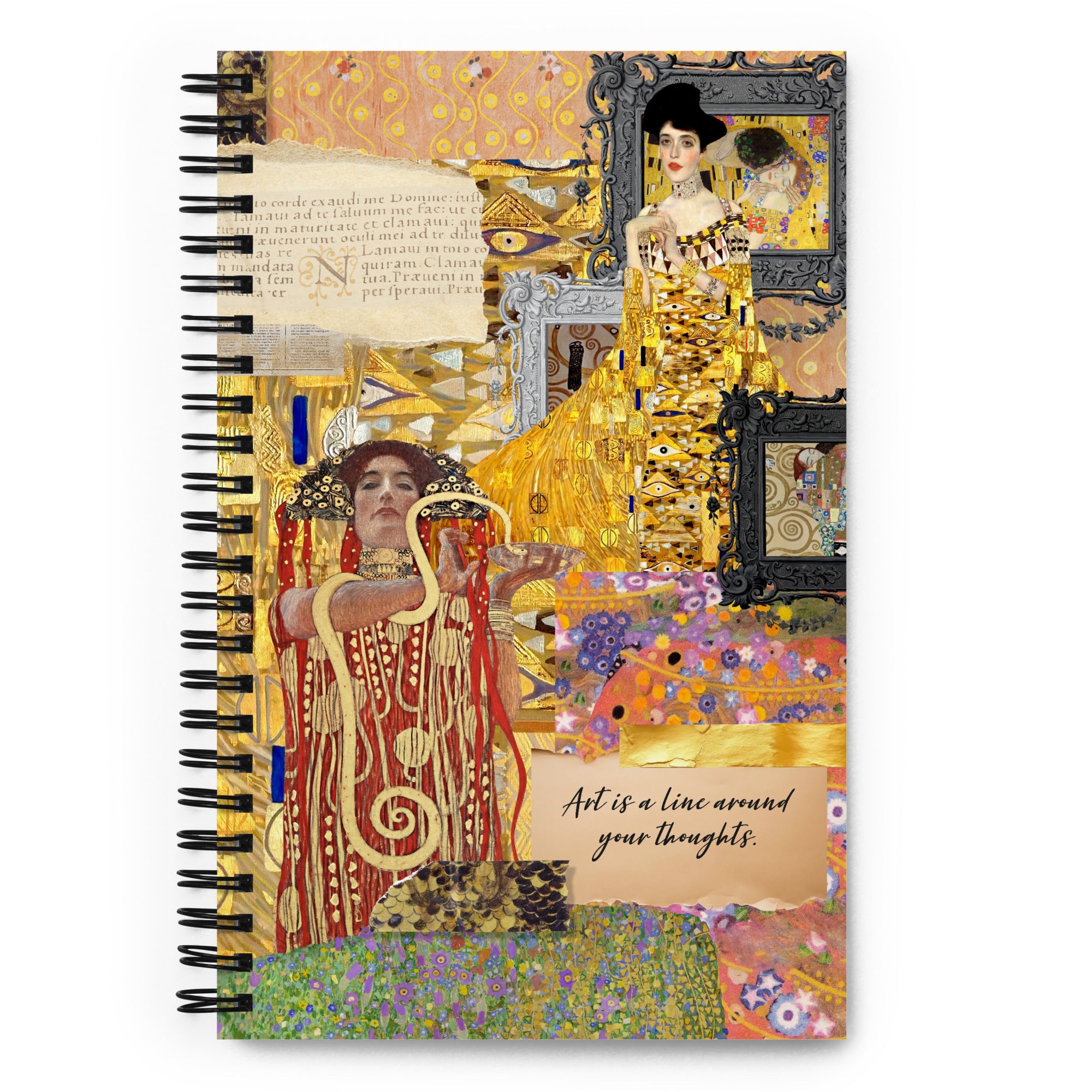 Gustav Klimt Golden Splendor Spiral Notebook, Dot Journal, Perfect for Journaling on the Go