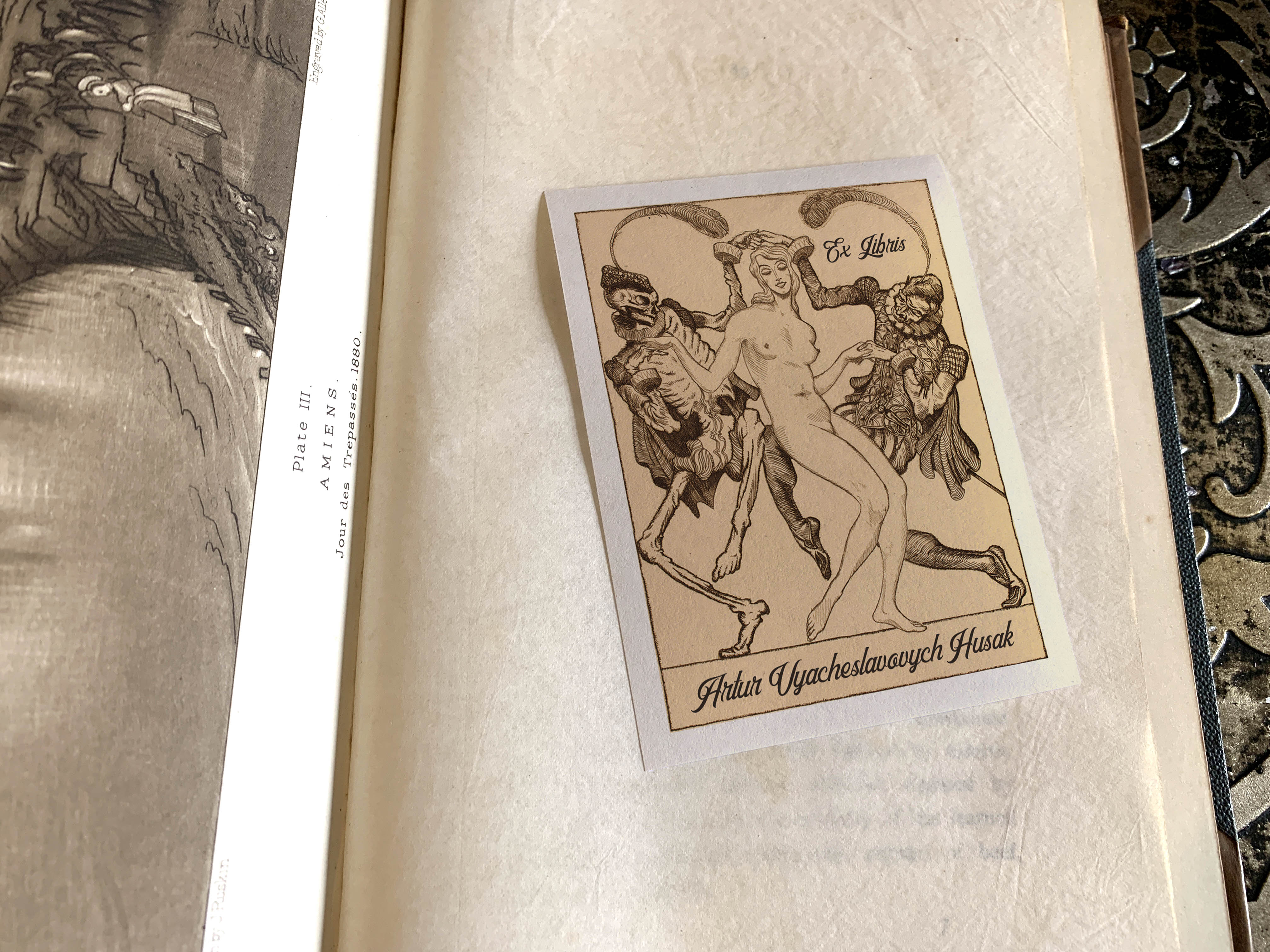 Bone Dance, Erotic Personalized Gothic Ex-Libris Bookplates, Crafted on Traditional Gummed Paper, 3in x 4in, Set of 30