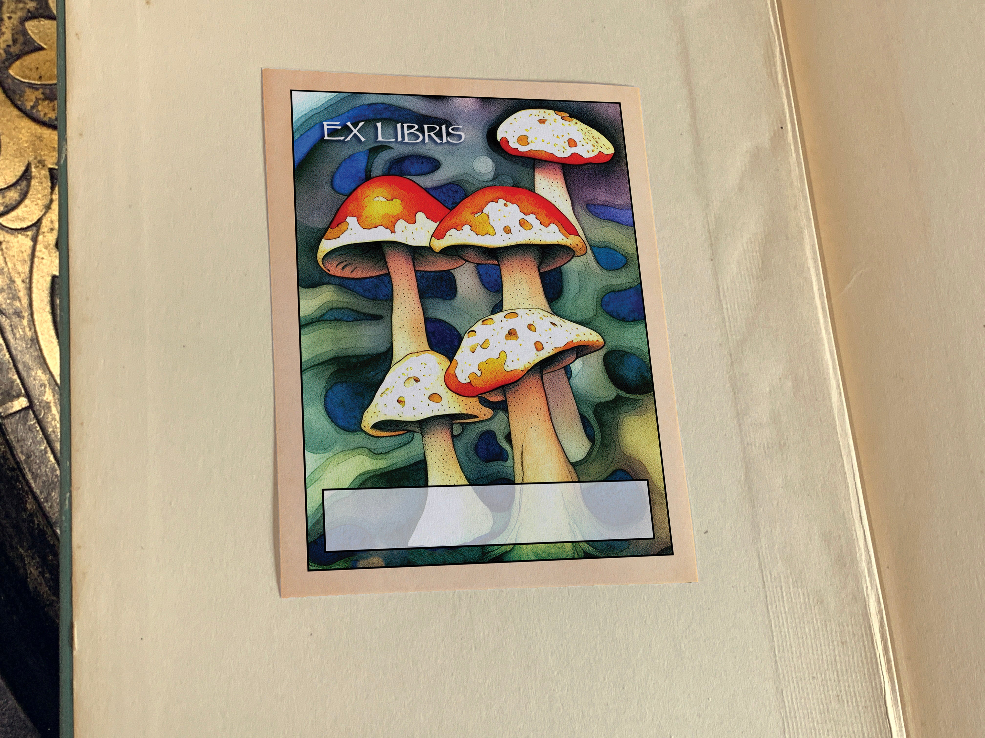 Death Cap, Personalized Ex-Libris Bookplates, Crafted on Traditional Gummed Paper, 3in x 4in, Set of 30