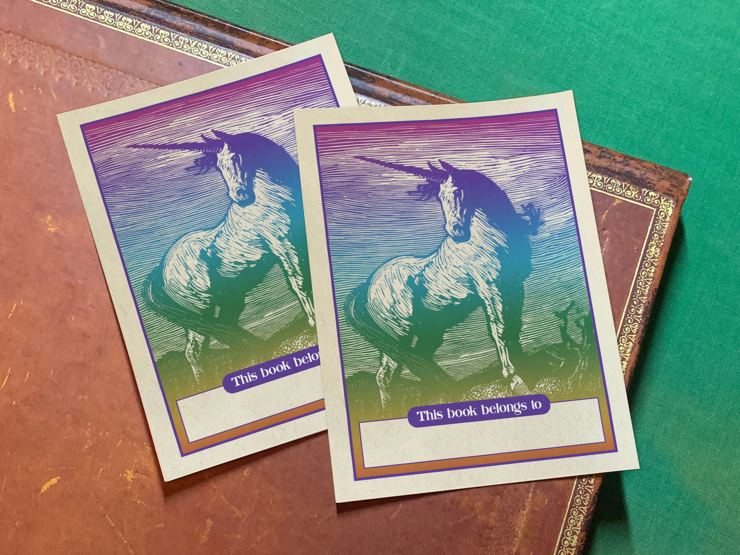 Unicorn by Lionel Lindsay, Personalized Ex-Libris Bookplates, Crafted on Traditional Gummed Paper, 3in x 4in, Set of 30