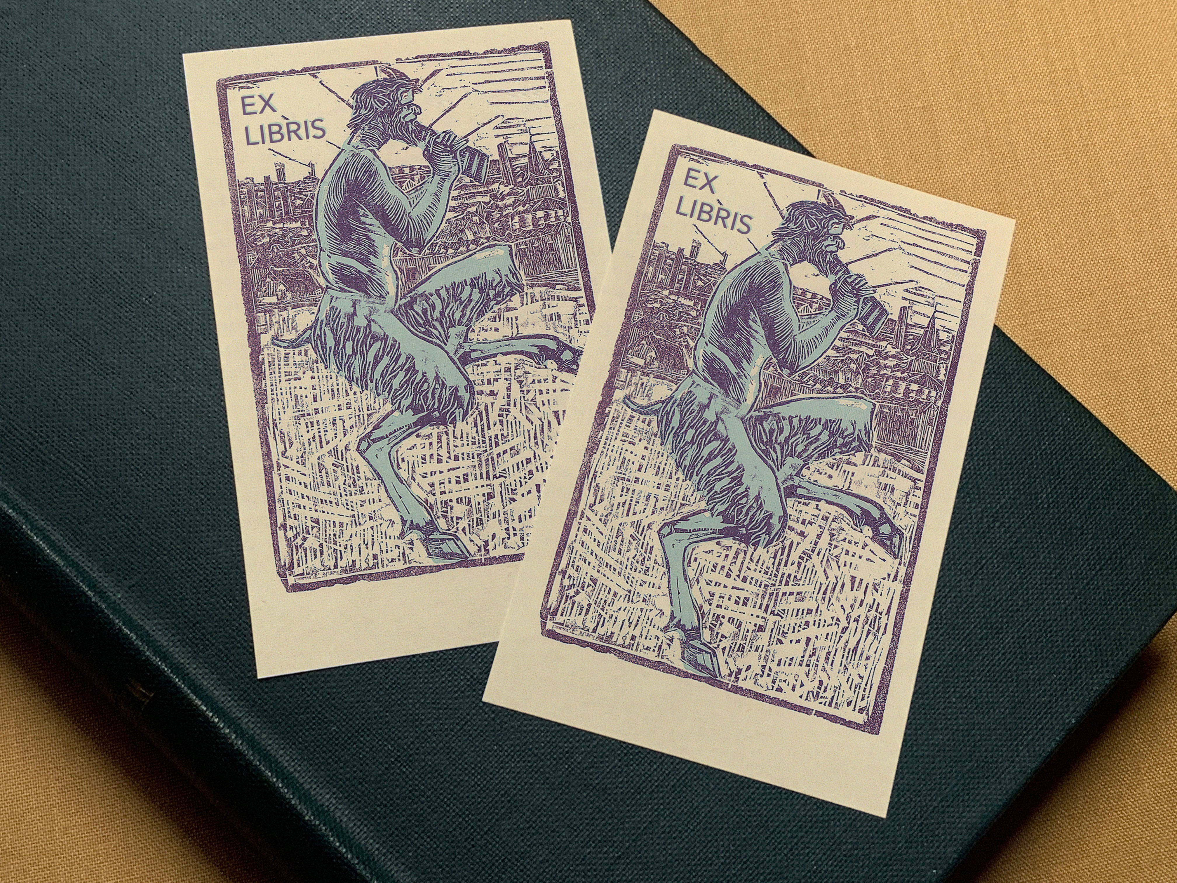 Pan by Josef Cantre, Personalized Ex-Libris Bookplates, Crafted on Traditional Gummed Paper, 2.5in x 4in, Set of 30