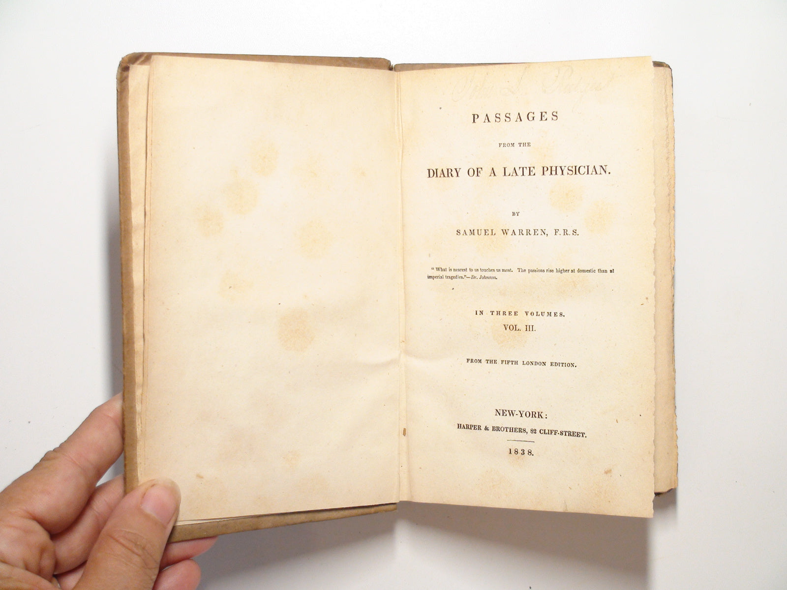Affecting Scenes, Passages from the Diary of a Physician, 1831, Vol III, Warren