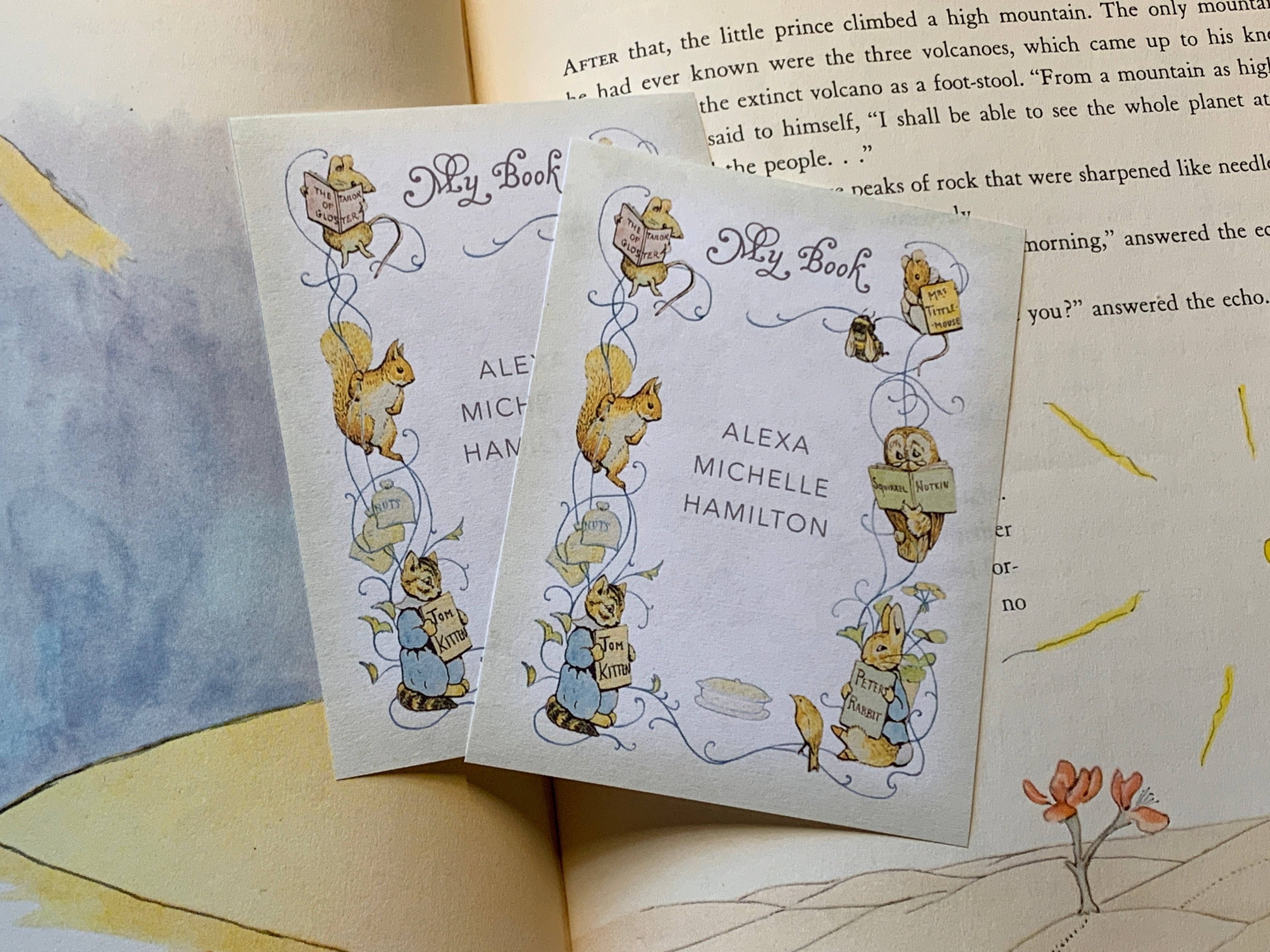 Beatrix Potter, Peter Rabbit Personalized Ex-Libris Bookplates, Crafted on Traditional Gummed Paper, 3in x 4in, Set of 30