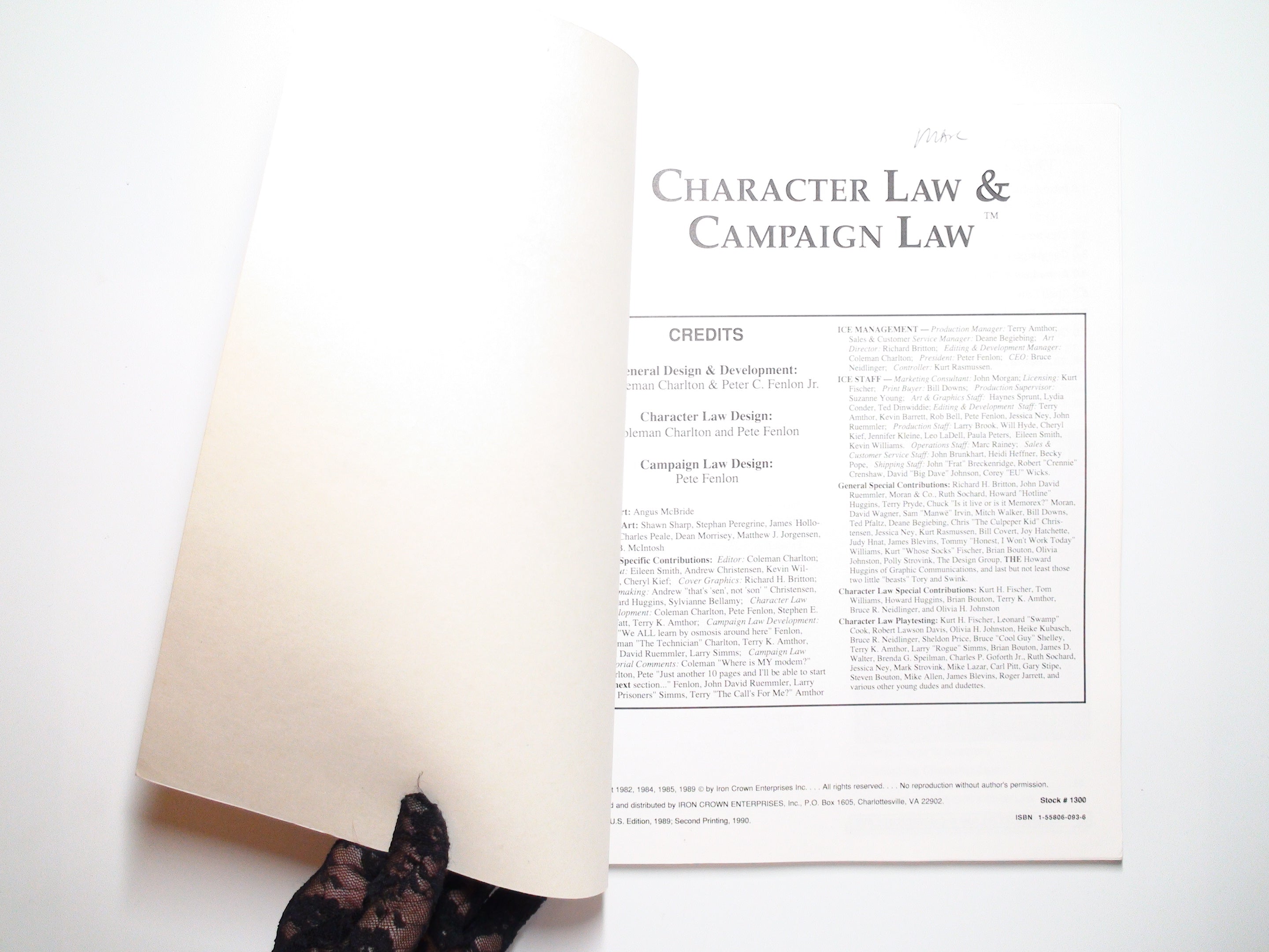 Character Law & Campaign Law, ICE Rolemaster #1300 , Illustrated, 2nd Ed., 1989