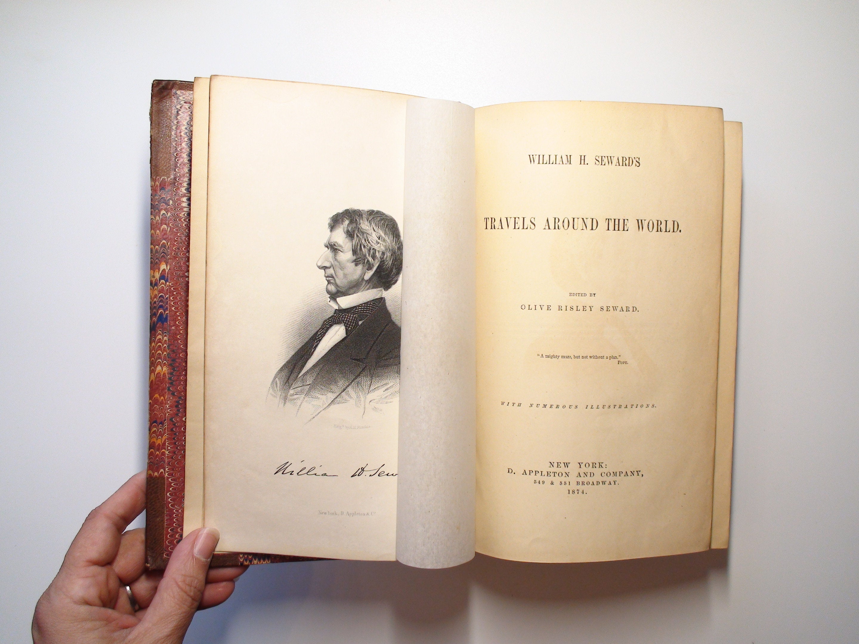 William H. Seward's Travels Around The World, Leather, Illustrated, 1874