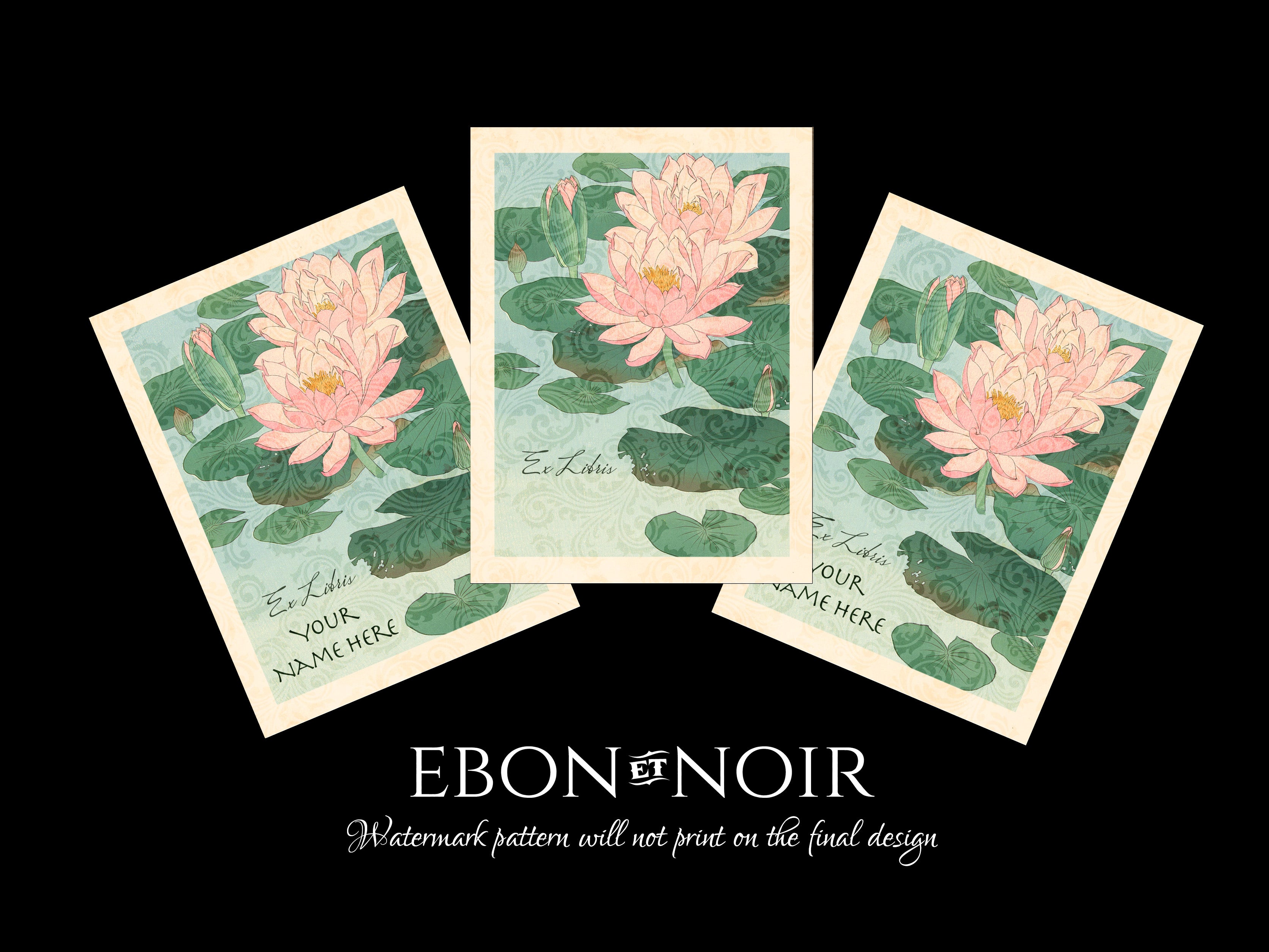 Waterlily by Ohara Koson, Personalized Ex-Libris Bookplates, Crafted on Traditional Gummed Paper, 3in x 4in, Set of 30