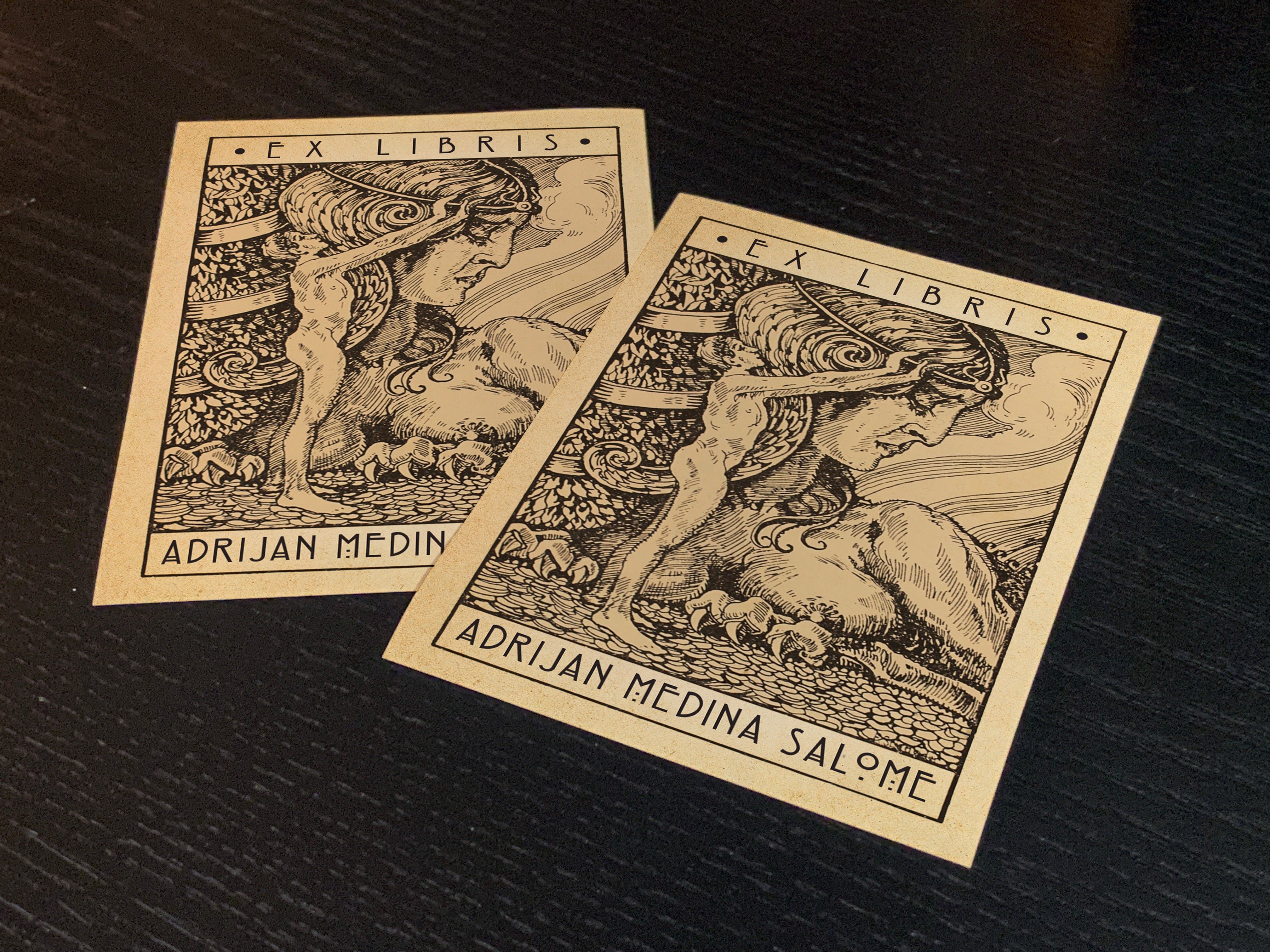 The Sphinx, Personalized Erotic Ex-Libris Bookplates, Crafted on Traditional Gummed Paper, 3in x 4in, Set of 30