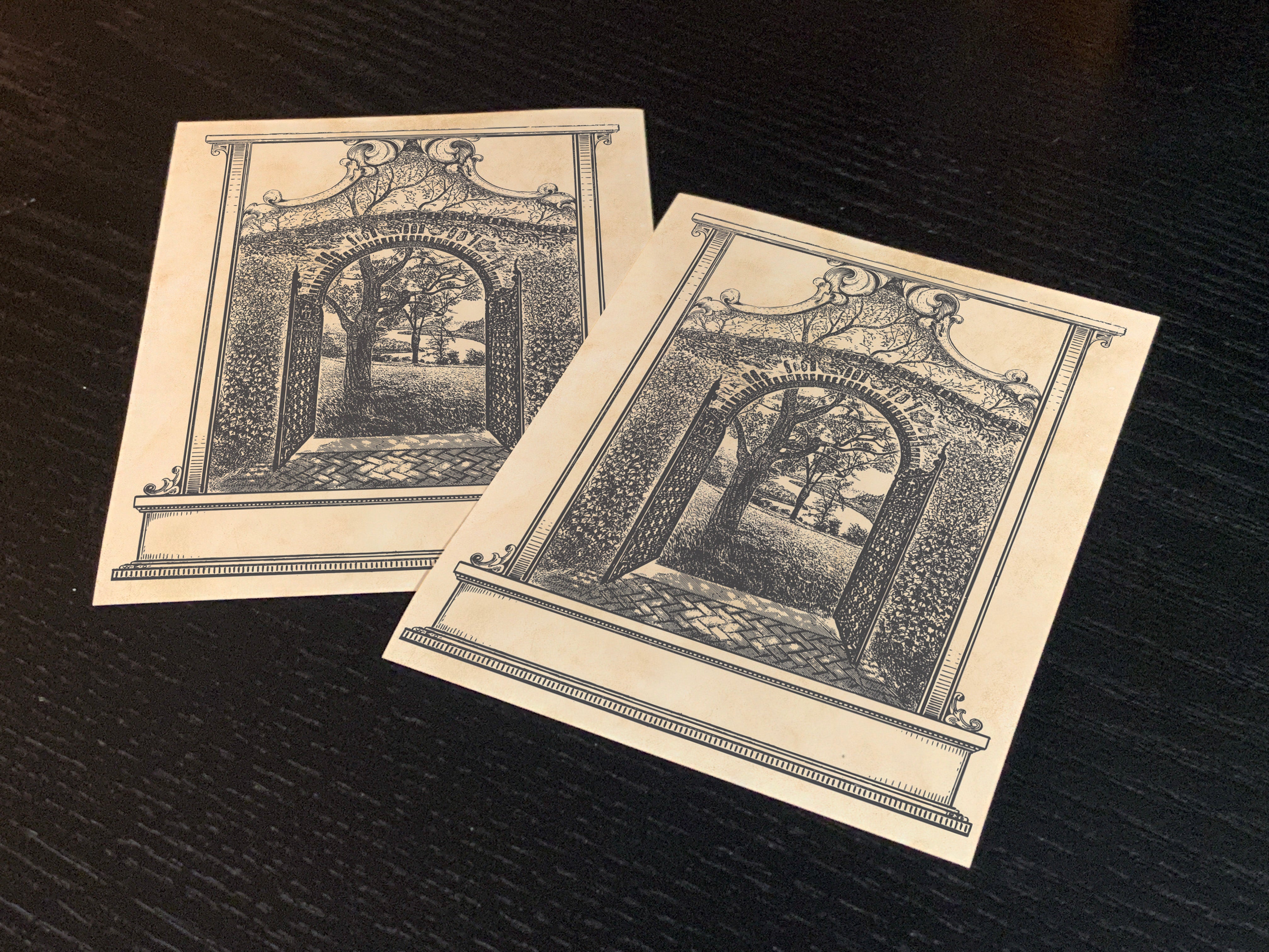 Eternal Gate, Personalized Gothic Ex-Libris Bookplates, Crafted on Traditional Gummed Paper, 3in x 4in, Set of 30
