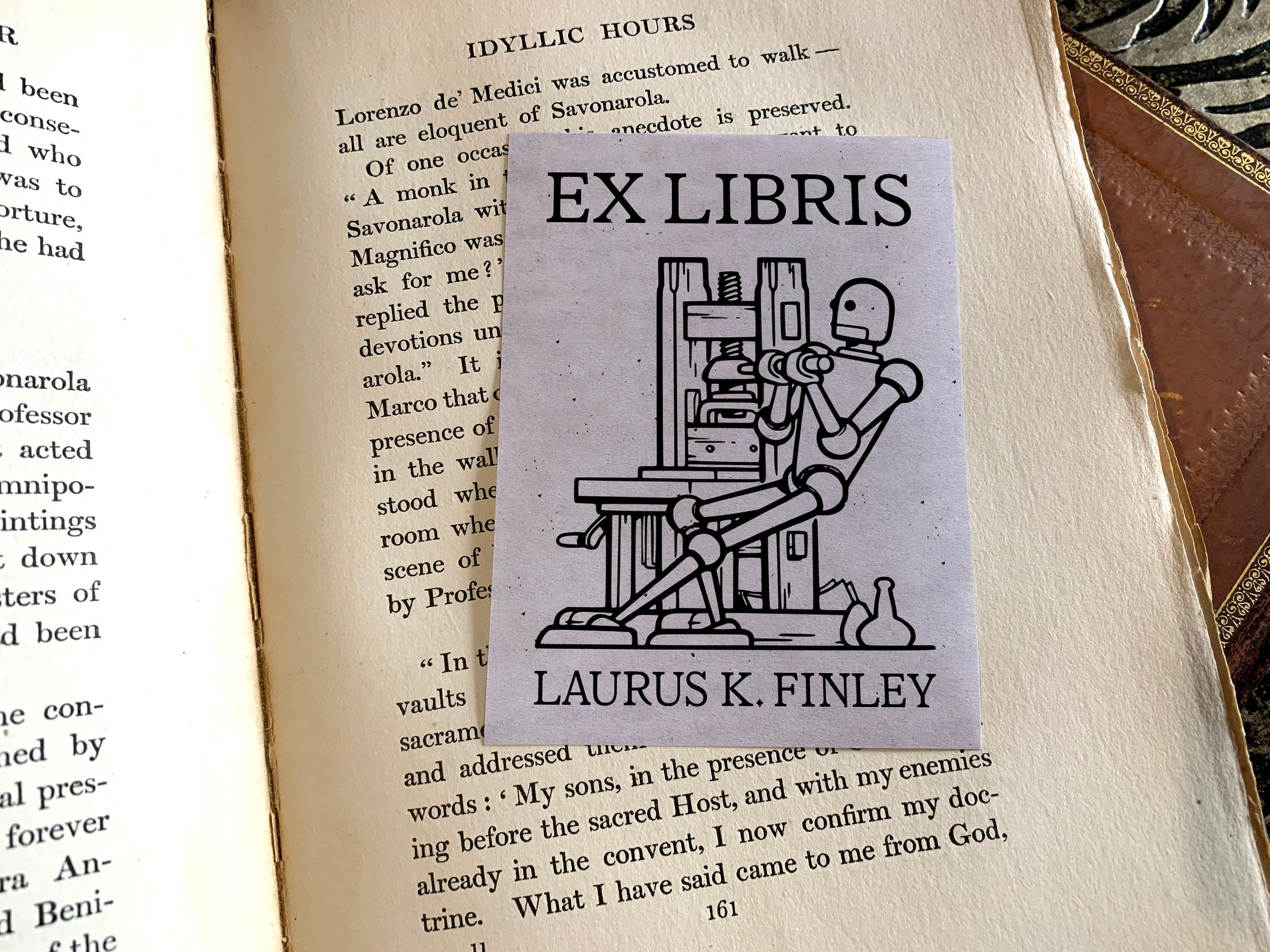Robot Book Press, Personalized Ex-Libris Bookplates, Crafted on Traditional Gummed Paper, 3in x 4in, Set of 30