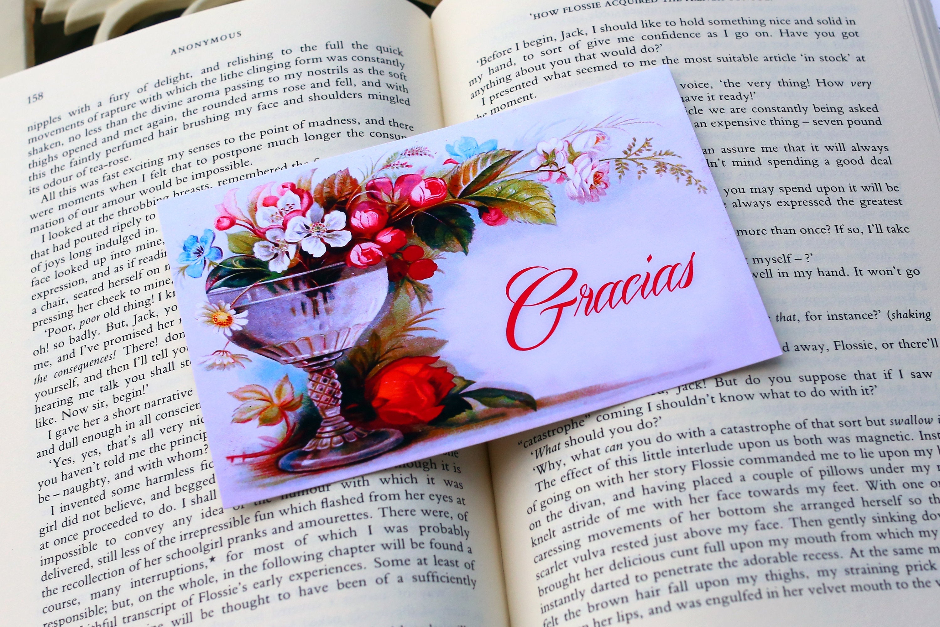 12 Tarjetas Postales Florales Victorianas en Español, "Gracias"