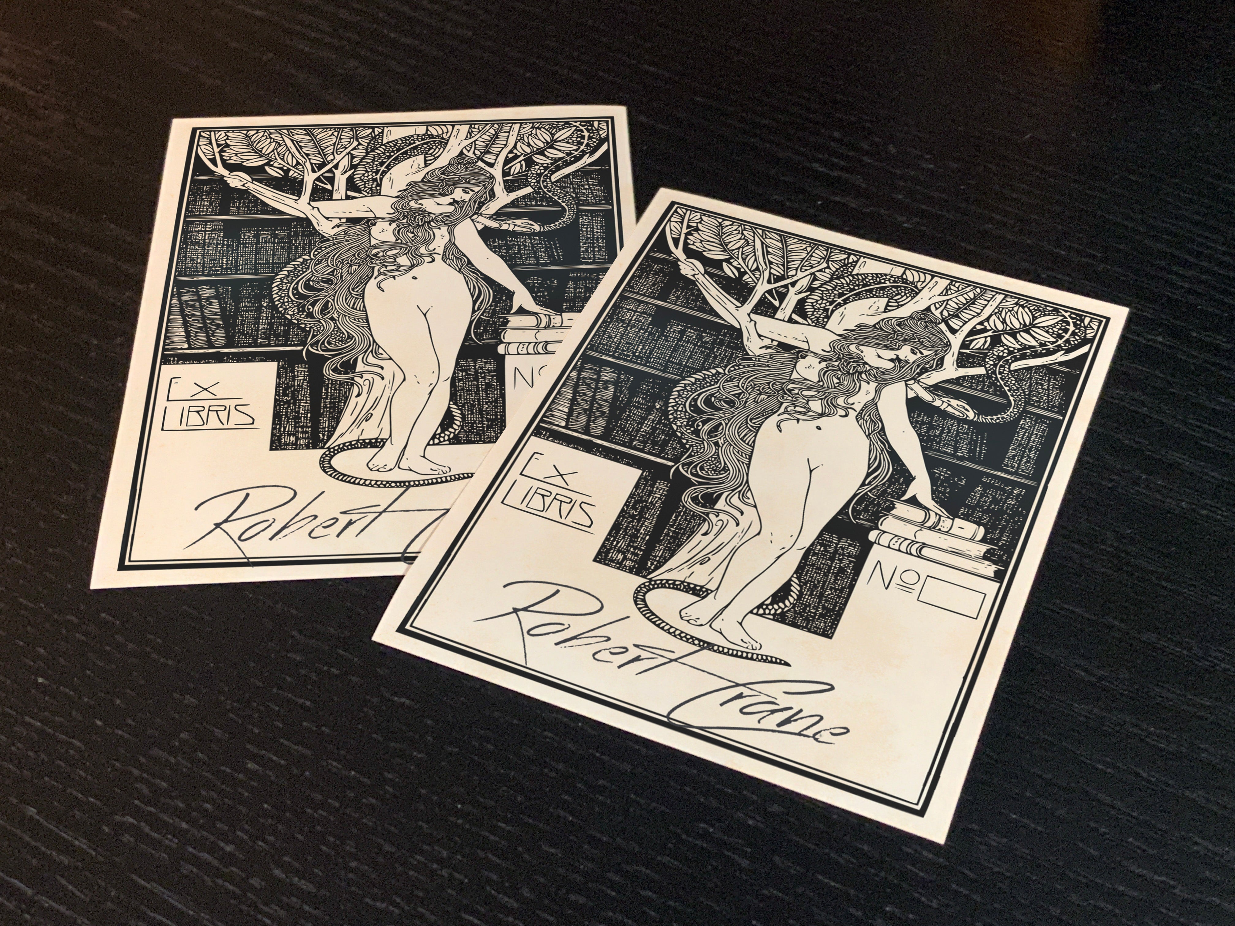 Eve's Temptation, Personalized Erotic Ex-Libris Bookplates, Crafted on Traditional Gummed Paper, 3in x 4in, Set of 30