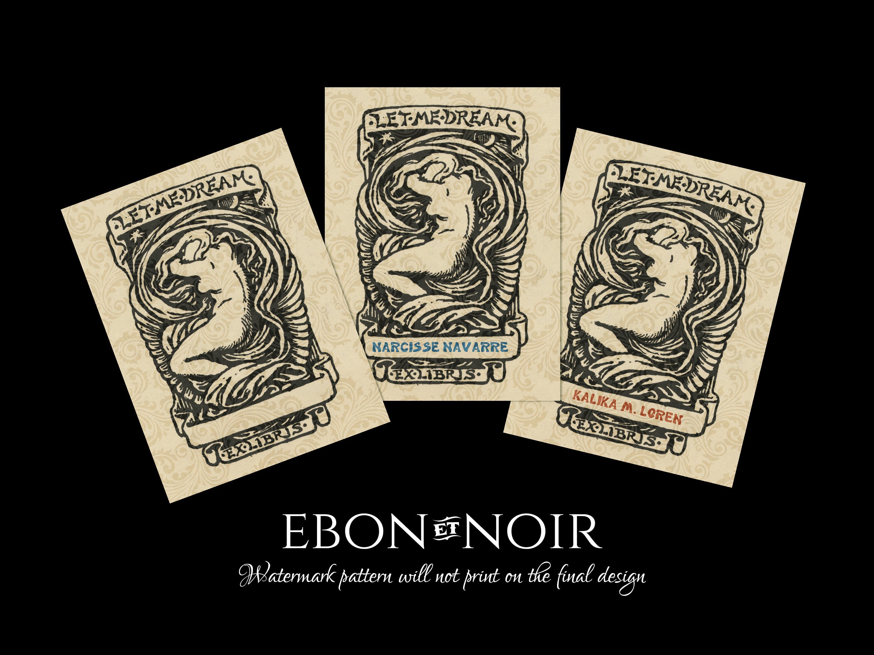Let Me Dream, Personalized Erotic Ex-Libris Bookplates, Crafted on Traditional Gummed Paper, 3in x 4in, Set of 30