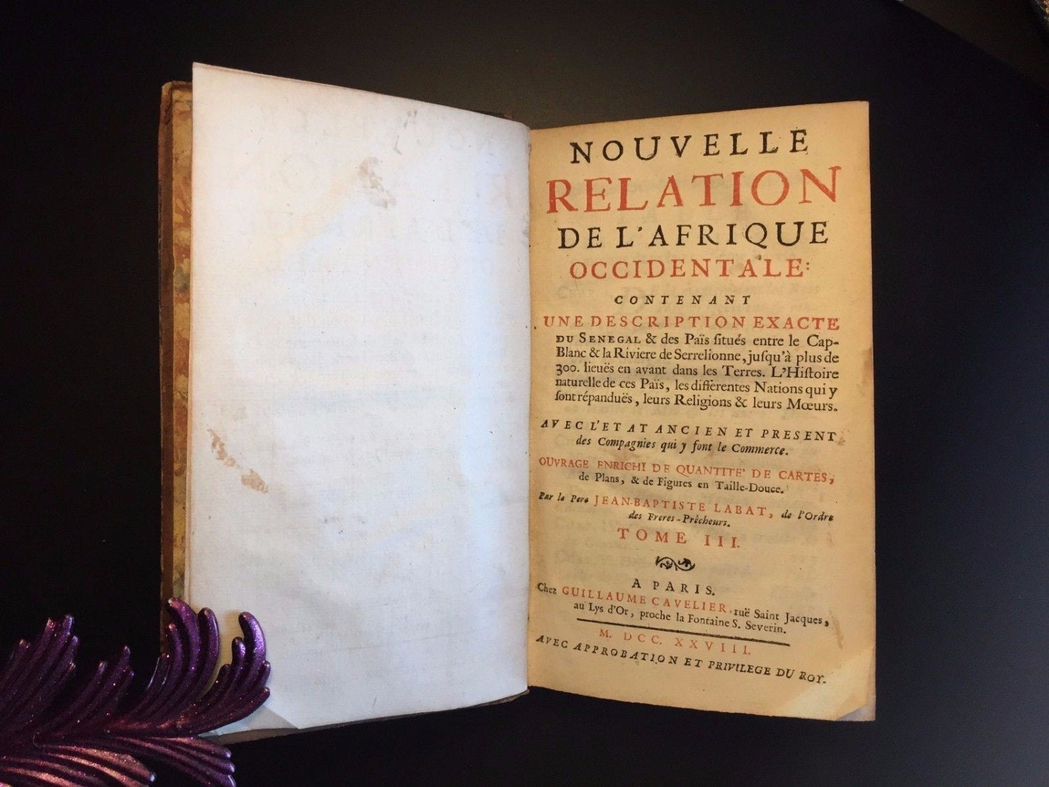 Nouvelle Relation de l'Afrique Occidentale, Vol III, Jean Baptiste Labat, Rare, 1728