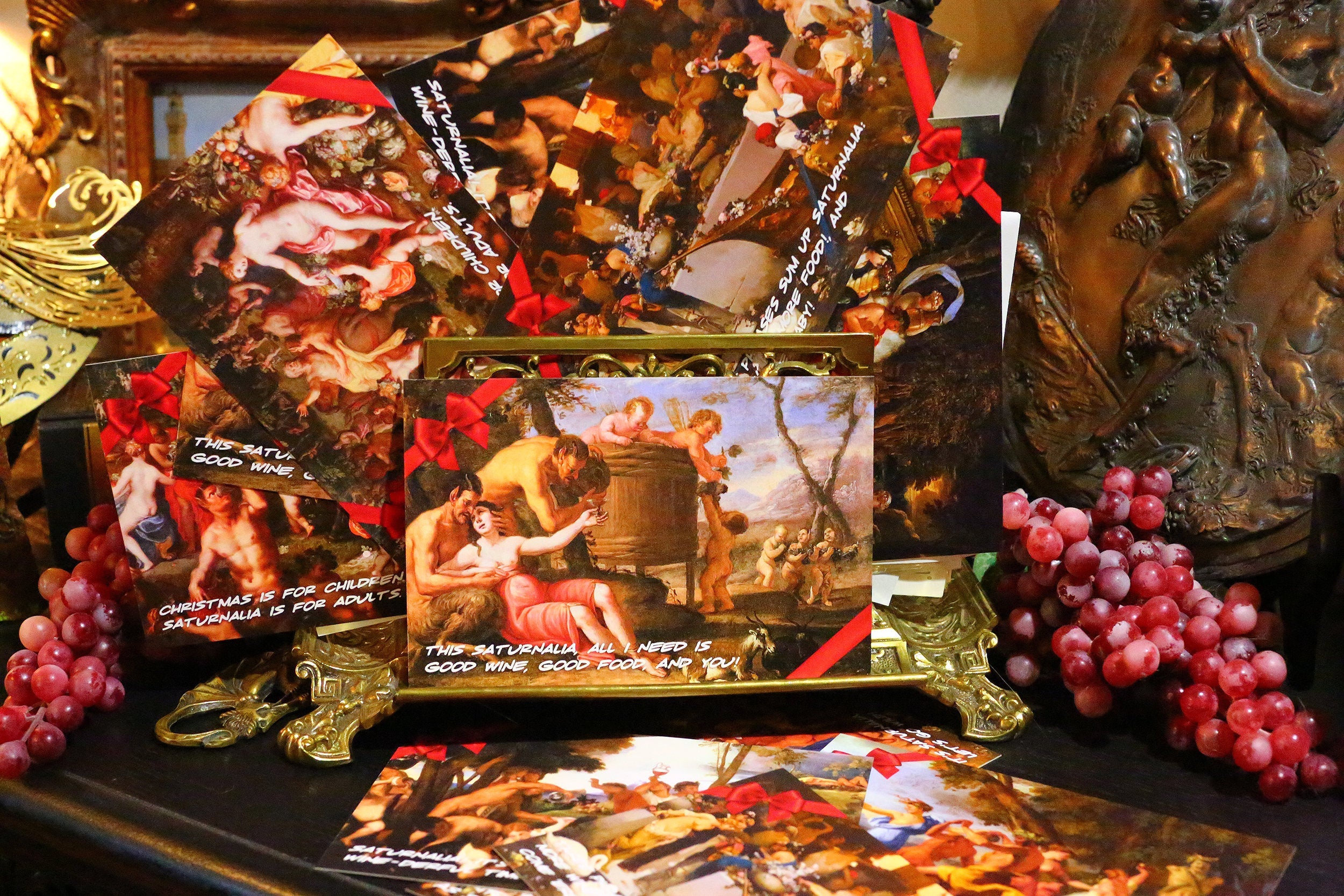 Saturnalia Bacchanalia Pagan Holiday Postcard/Greeting Card Set, Exclusively Designed, 6 Designs, 12 Cards