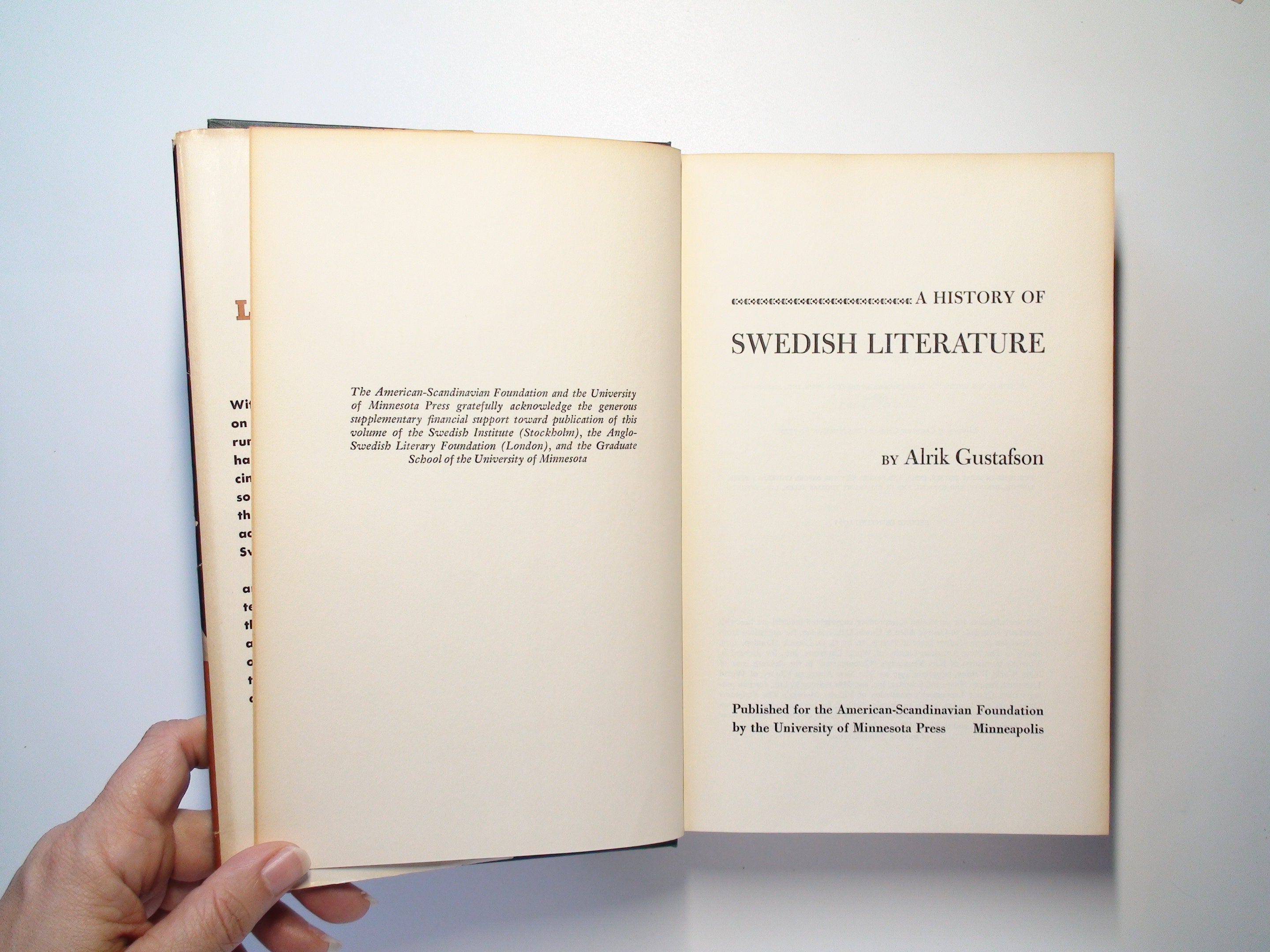 A History of Swedish Literature, by Alrik Gustafson, Illustrated, 1961