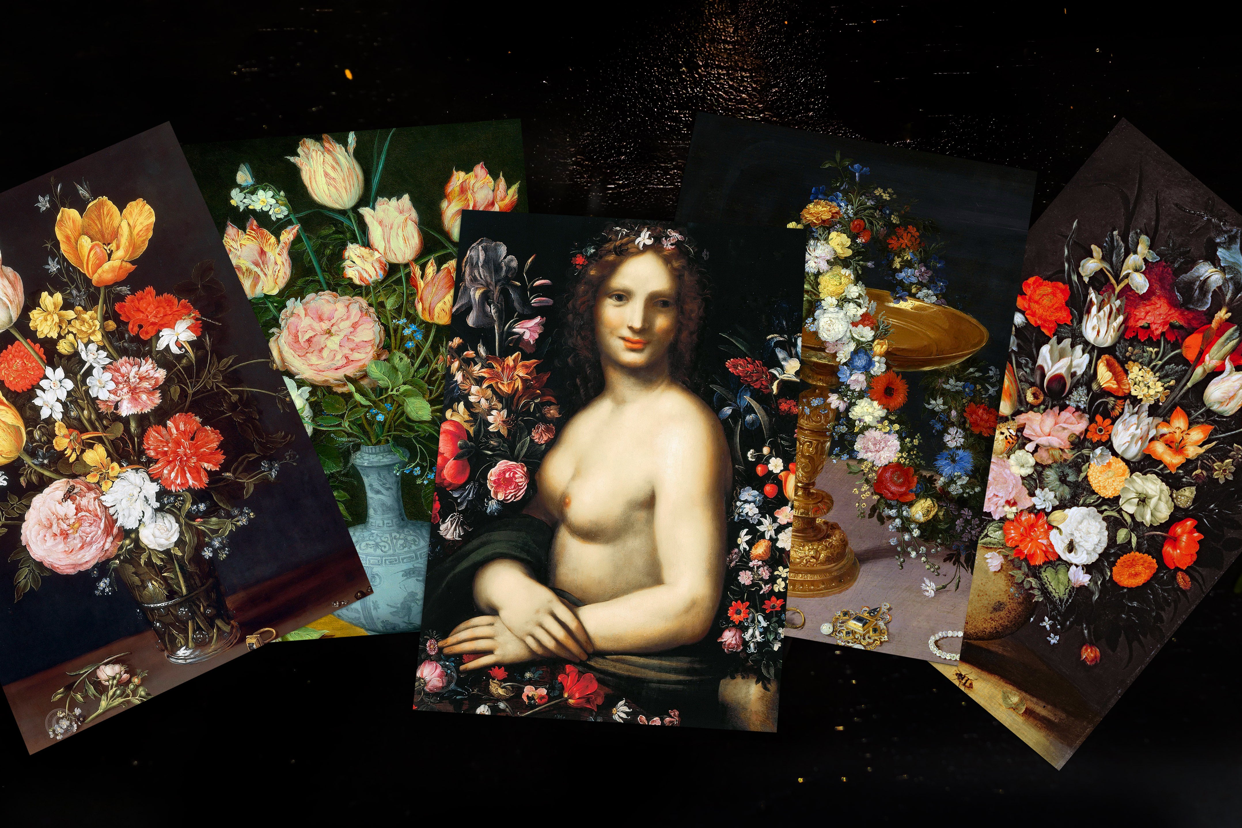 Flora by Jan Brueghel the Elder Postcards/Greeting Cards for Flower Lovers, 6 Designs, 12 Cards