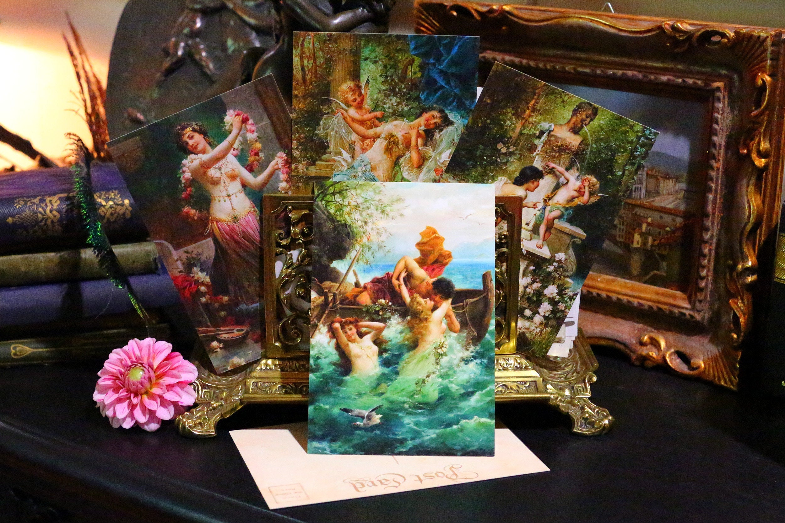 Hans Zatzka Victorian Romance Postcard/Greeting Card Set, Exclusively Designed, 6 Designs, 12 Cards
