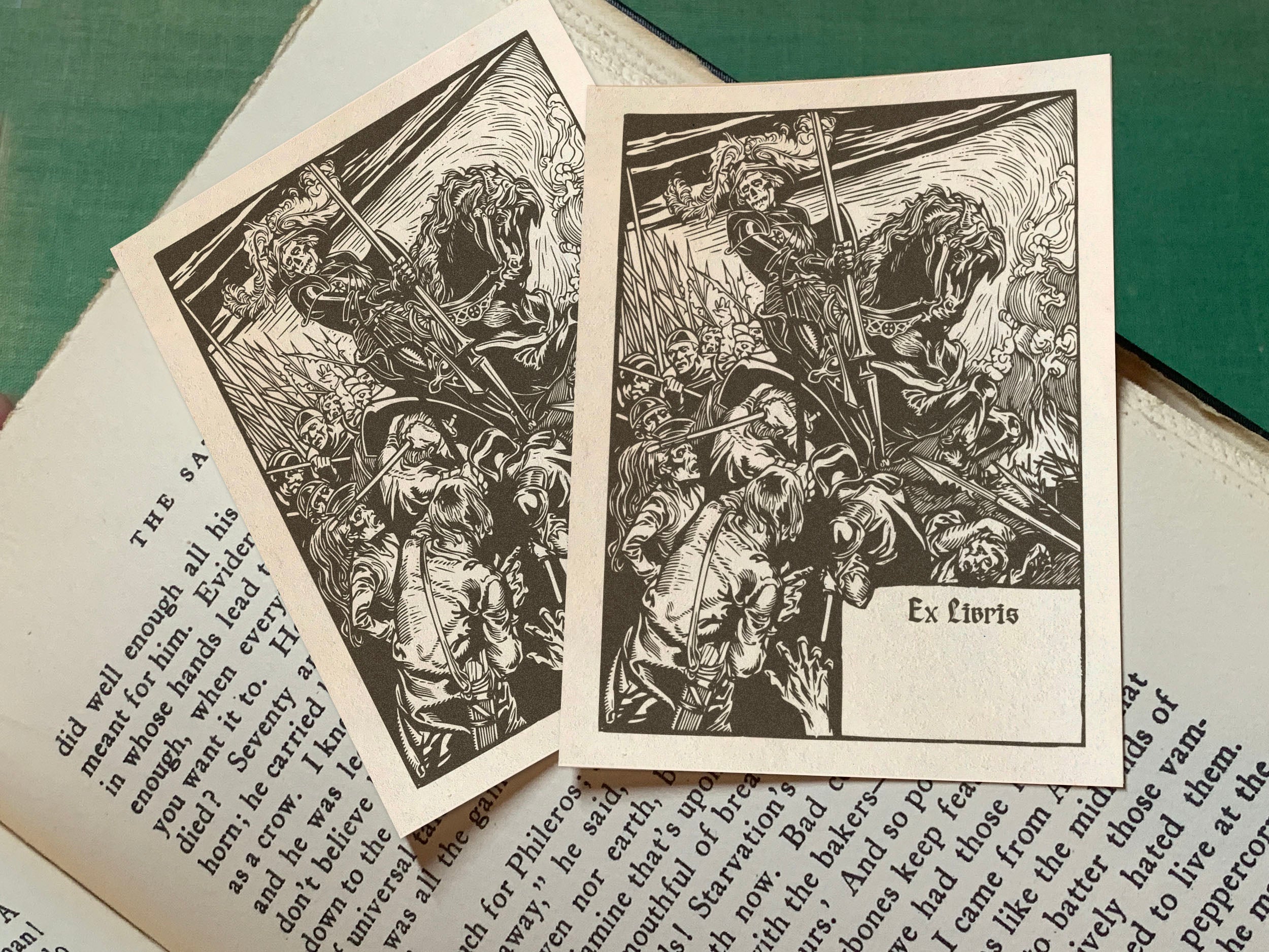 Death Knight, Personalized Ex-Libris Bookplates, Crafted on Traditional Gummed Paper, 4in x 3in, Set of 30