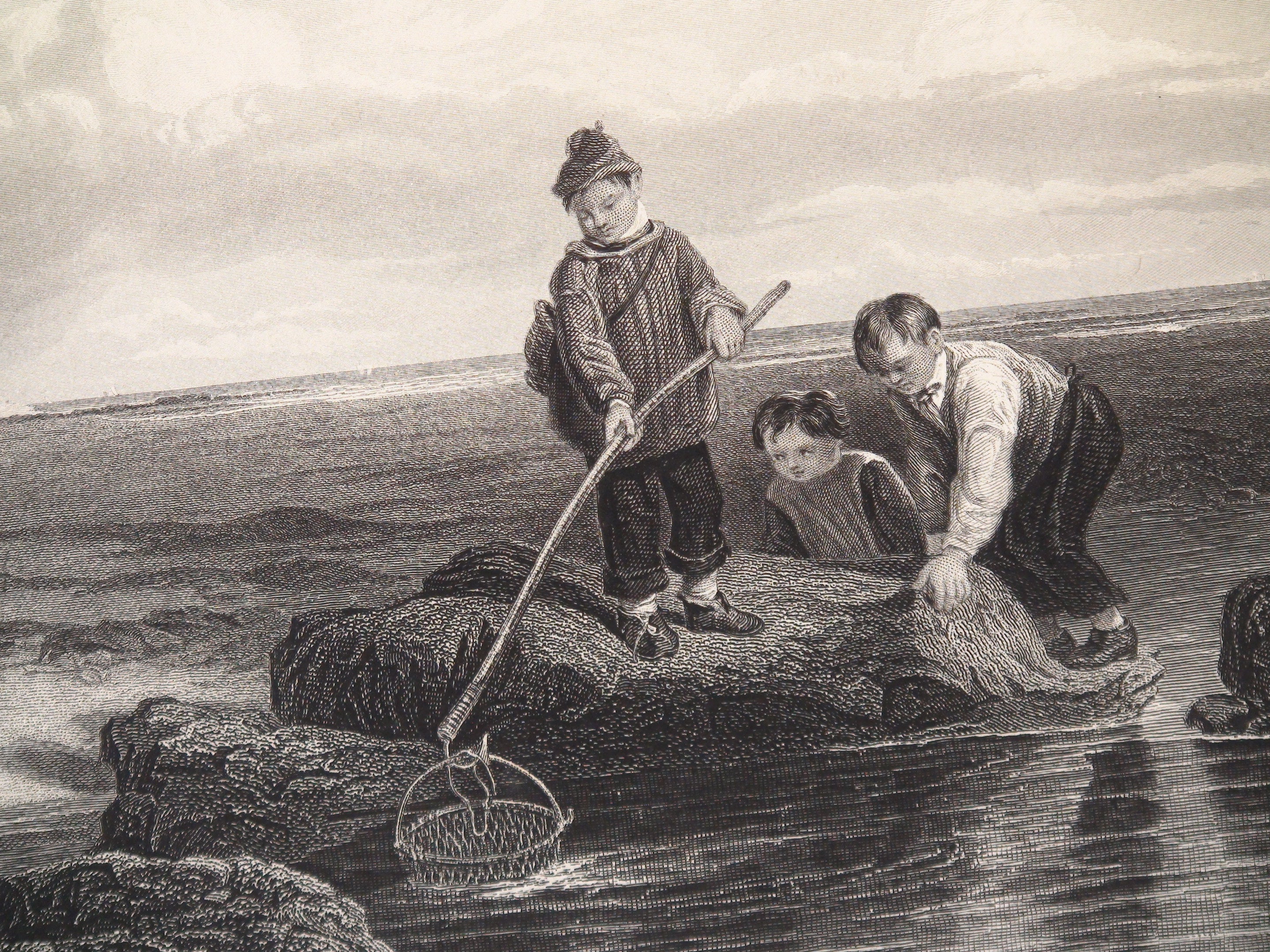 The Prawn Fishers by W. Collins, Steel Engraving by J. T. Willmore, 1860