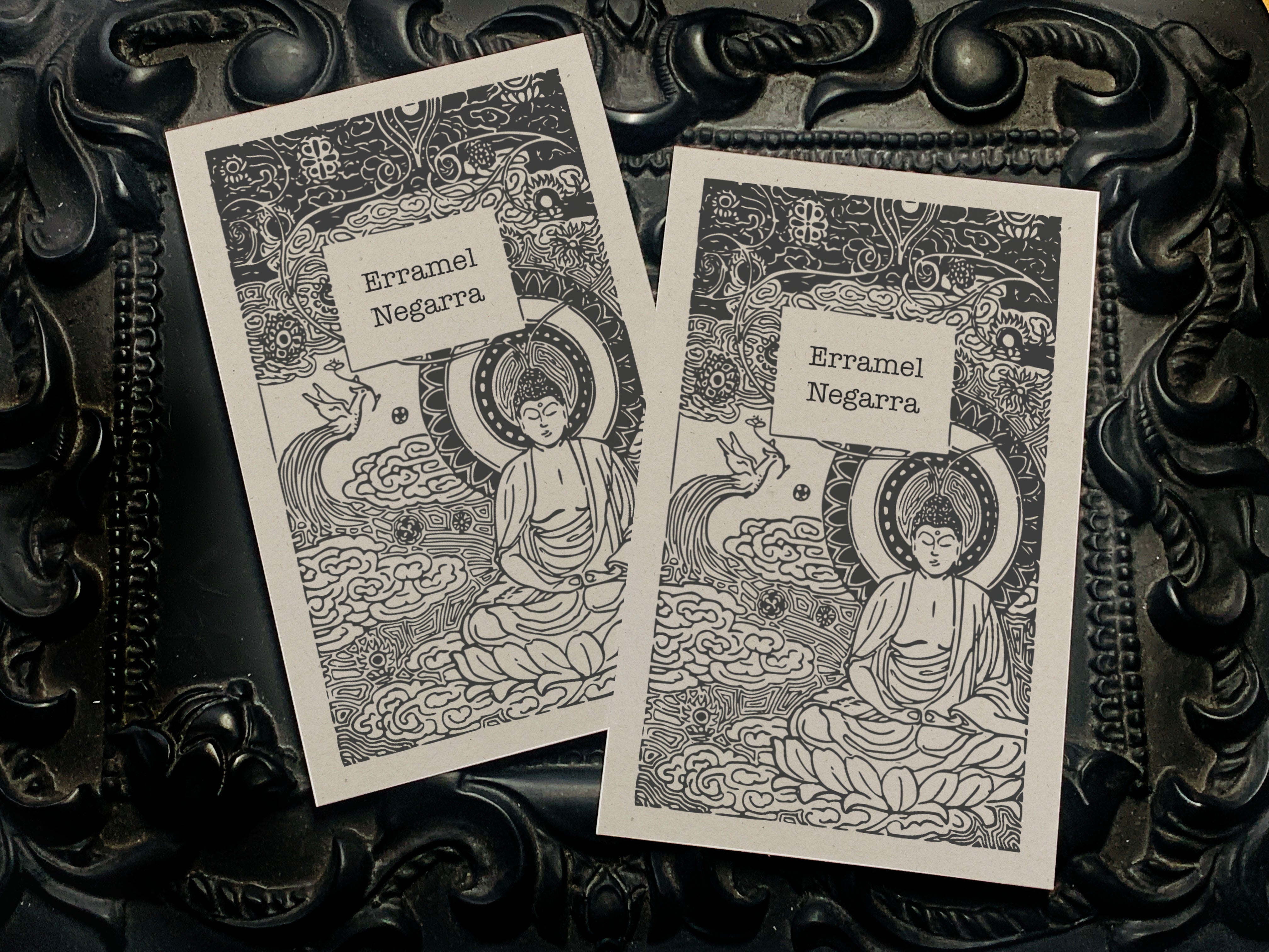 Buddha Woodcut, Personalized Ex-Libris Bookplates, Crafted on Traditional Gummed Paper, 2.5in x 4in, Set of 30