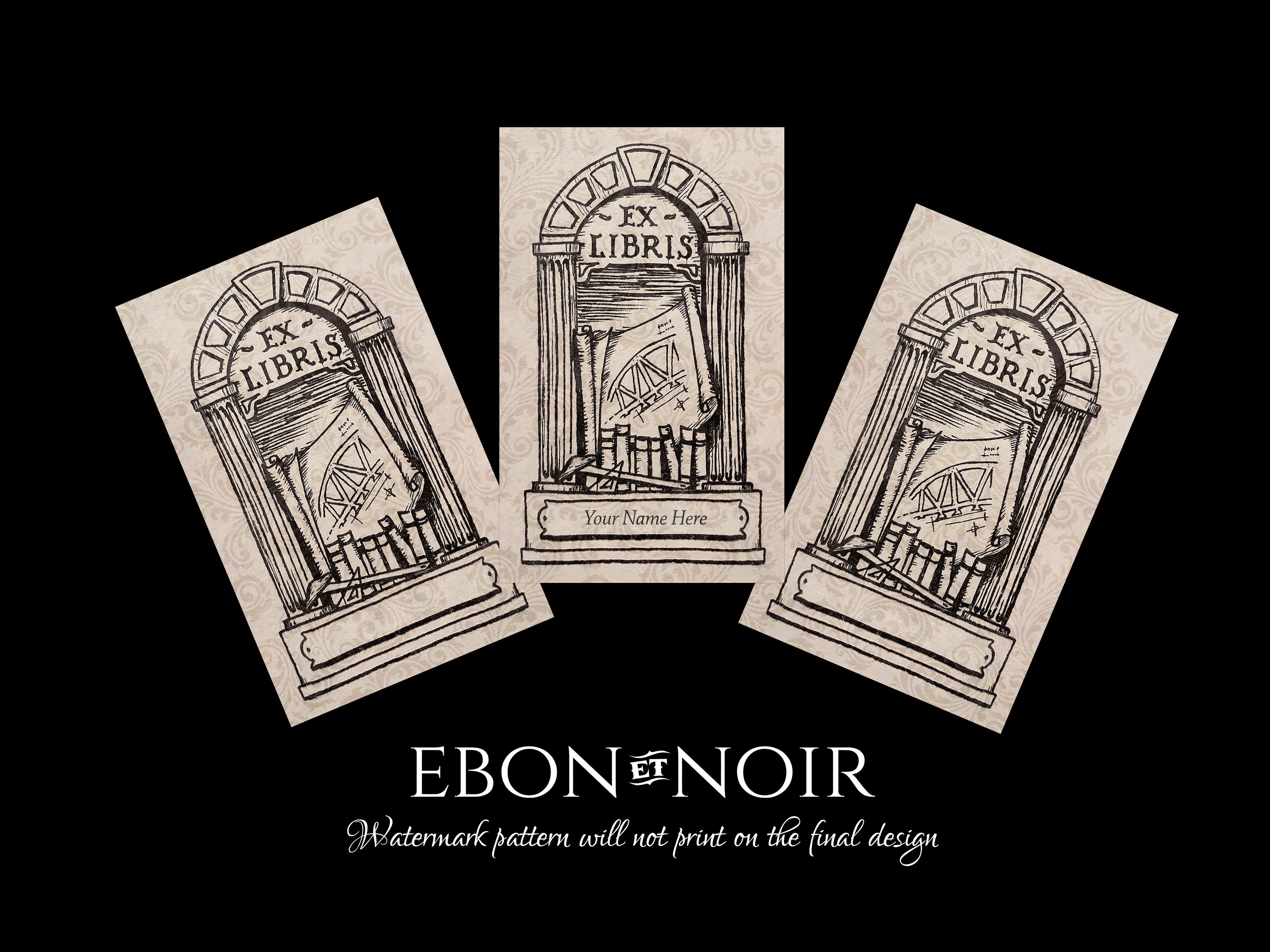 Architectural Arch, Personalized Ex-Libris Bookplates, Crafted on Traditional Gummed Paper, 2.5in x 4in, Set of 30