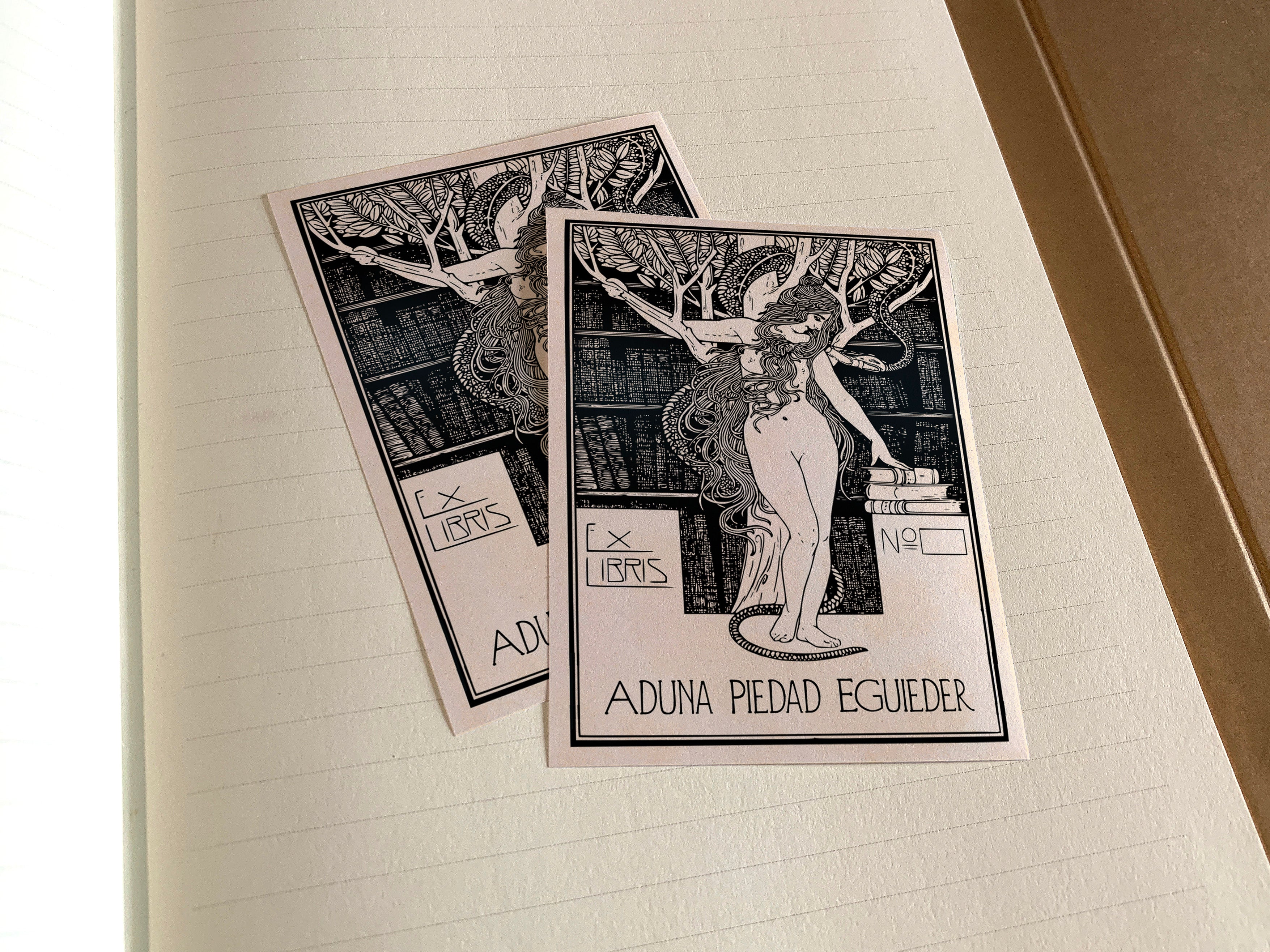 Eve's Temptation, Personalized Erotic Ex-Libris Bookplates, Crafted on Traditional Gummed Paper, 3in x 4in, Set of 30