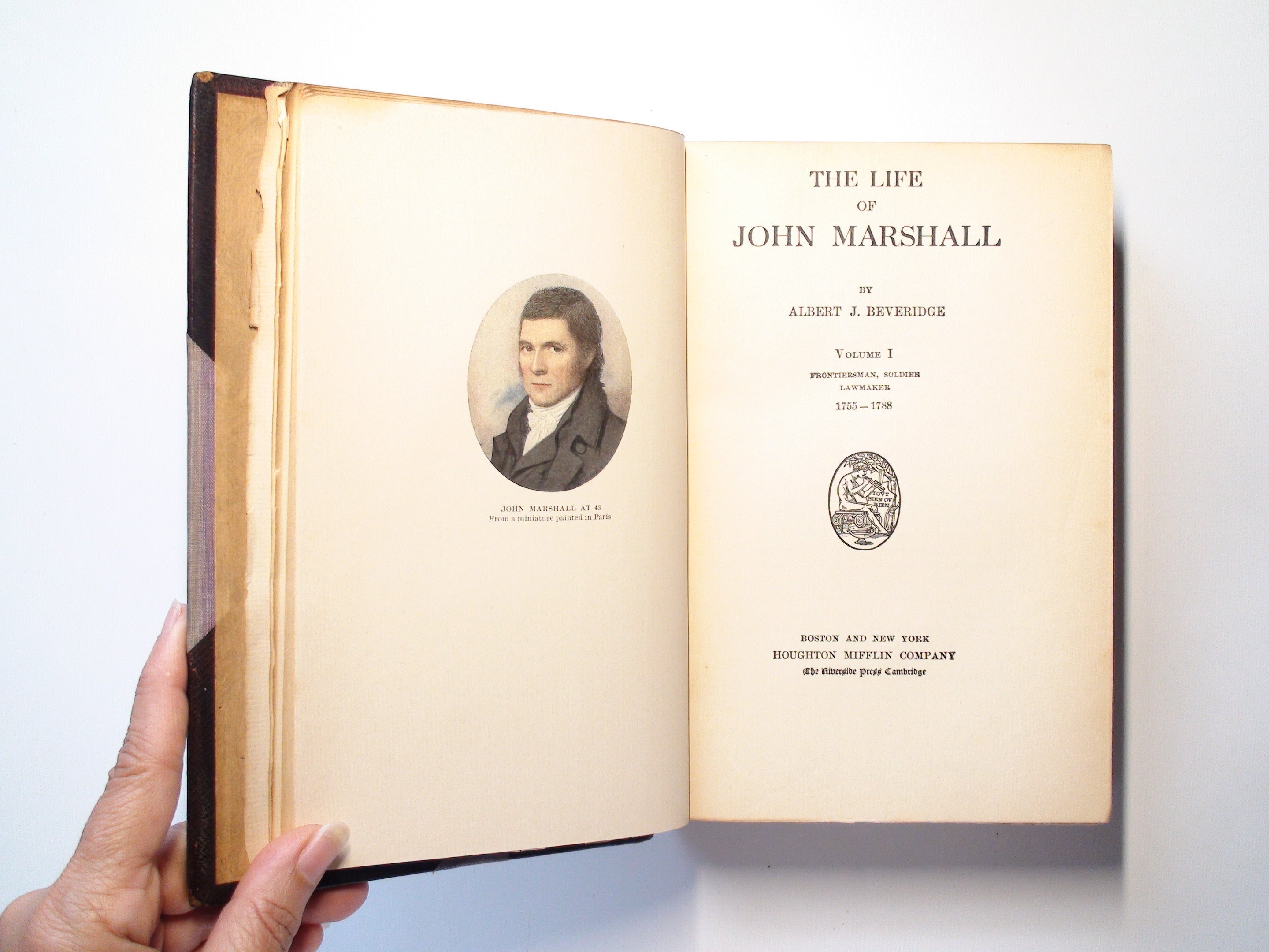 The Life of John Marshall, SIGNED by Albert J. Beveridge, Vol 1, 1st Ed, 1916