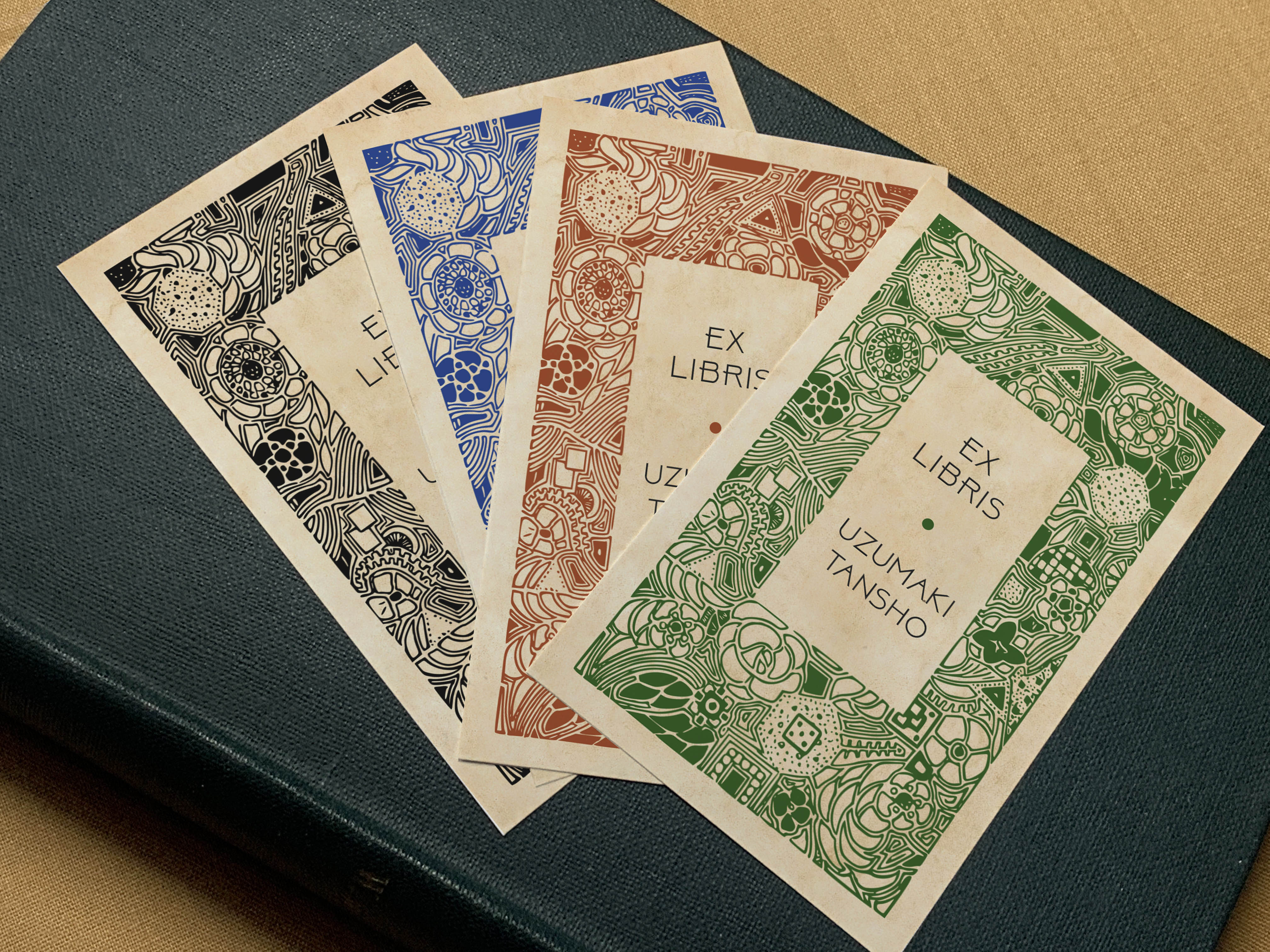 Japanese Blossom Woodcut, Personalized Ex-Libris Bookplates, Crafted on Traditional Gummed Paper, 2.5in x 4in, Set of 30