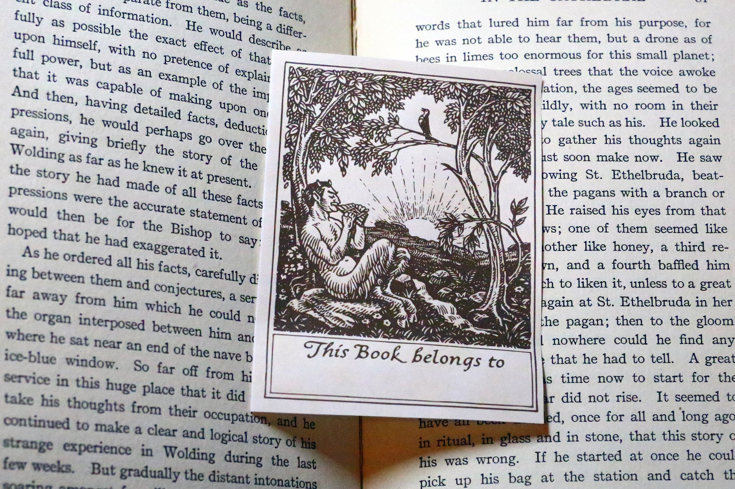 Satyr Playing Pan Pipes, Personalized, Ex-Libris Bookplates, Crafted on Traditional Gummed Paper, 3in x 4in, Set of 30