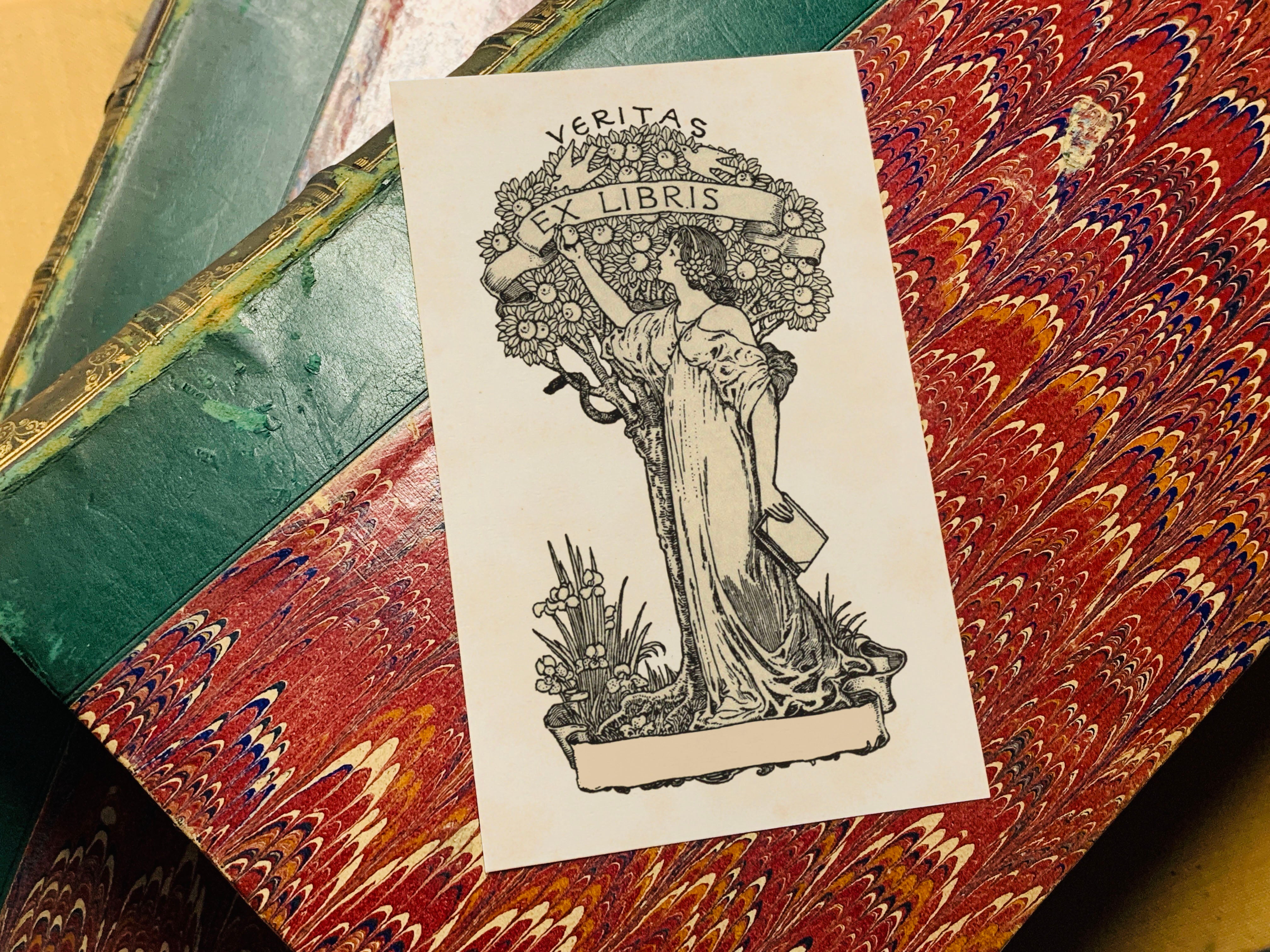 Veritas, Eve's Temptation, Personalized Ex-Libris Bookplates, Crafted on Traditional Gummed Paper, 2.5in x 4in, Set of 30