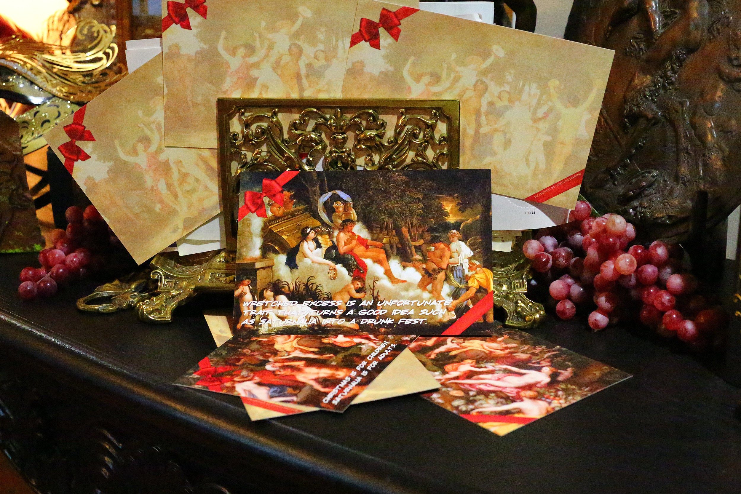 Saturnalia Bacchanalia Pagan Holiday Postcard/Greeting Card Set, Exclusively Designed, 6 Designs, 12 Cards