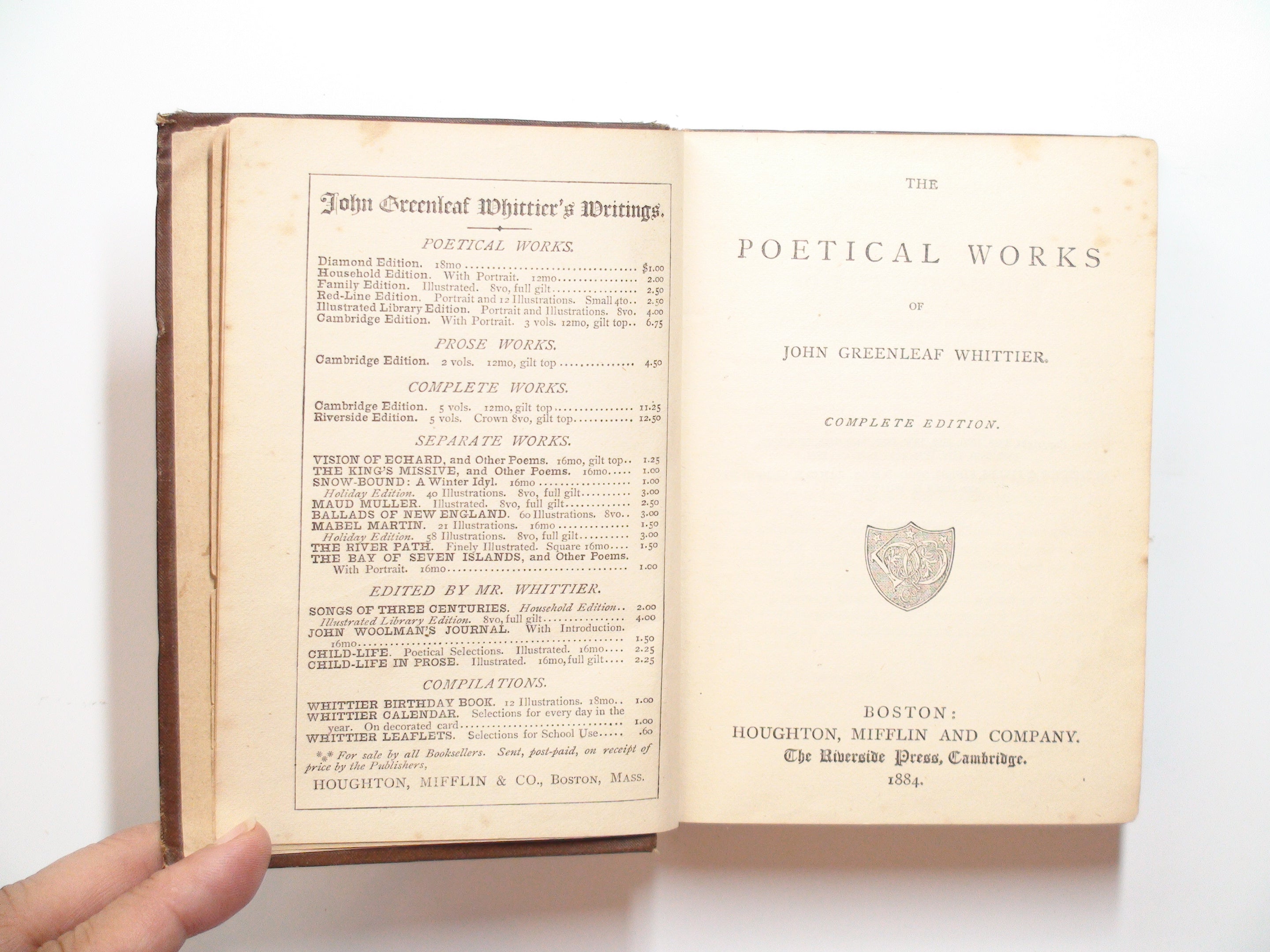 The Poetical Works of John Greenleaf Whittier, Complete Ed., 1884